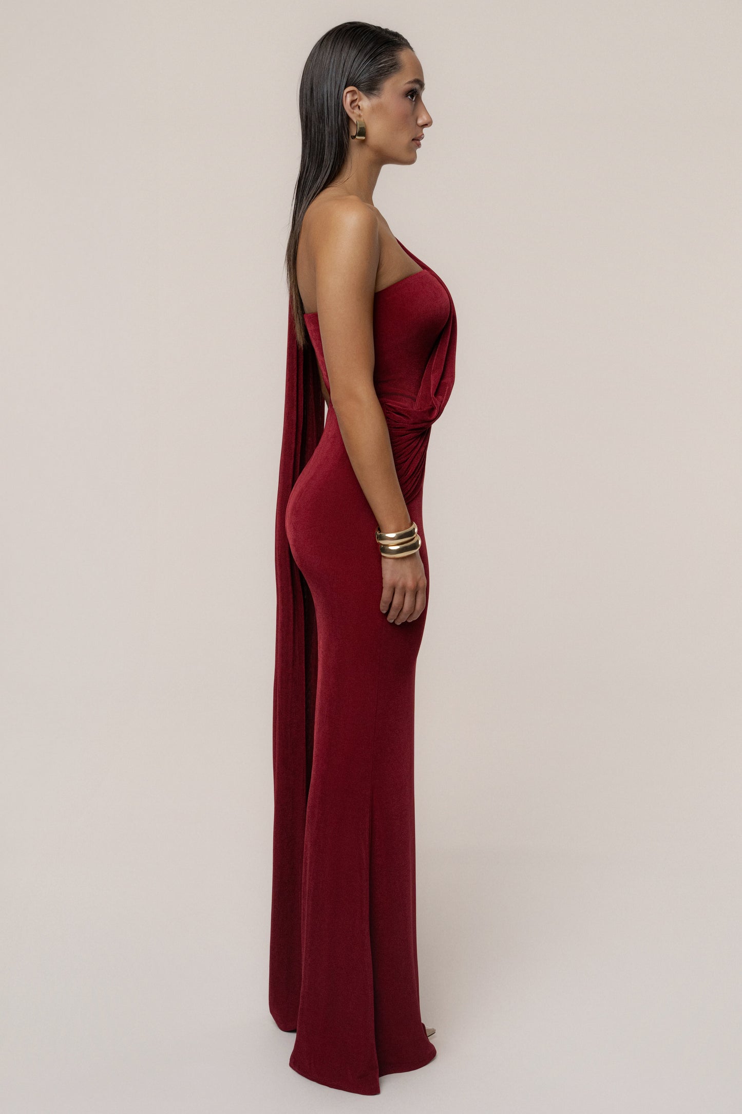 Red Golden Veil Maxi Dress JLUXLABEL