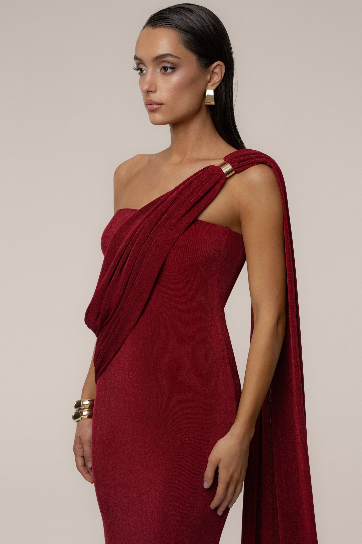 Red Golden Veil Maxi Dress JLUXLABEL
