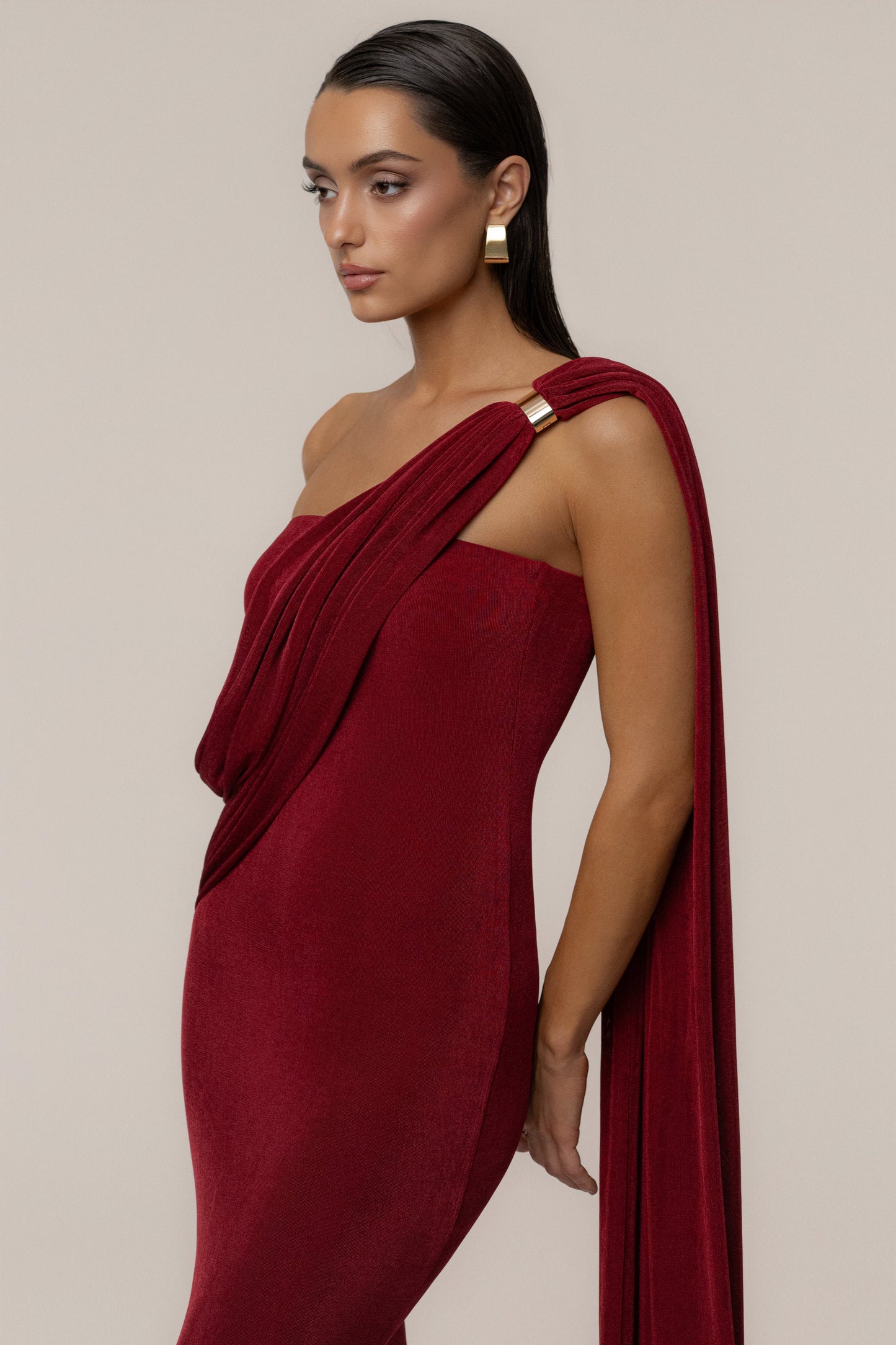 Red Golden Veil Maxi Dress JLUXLABEL