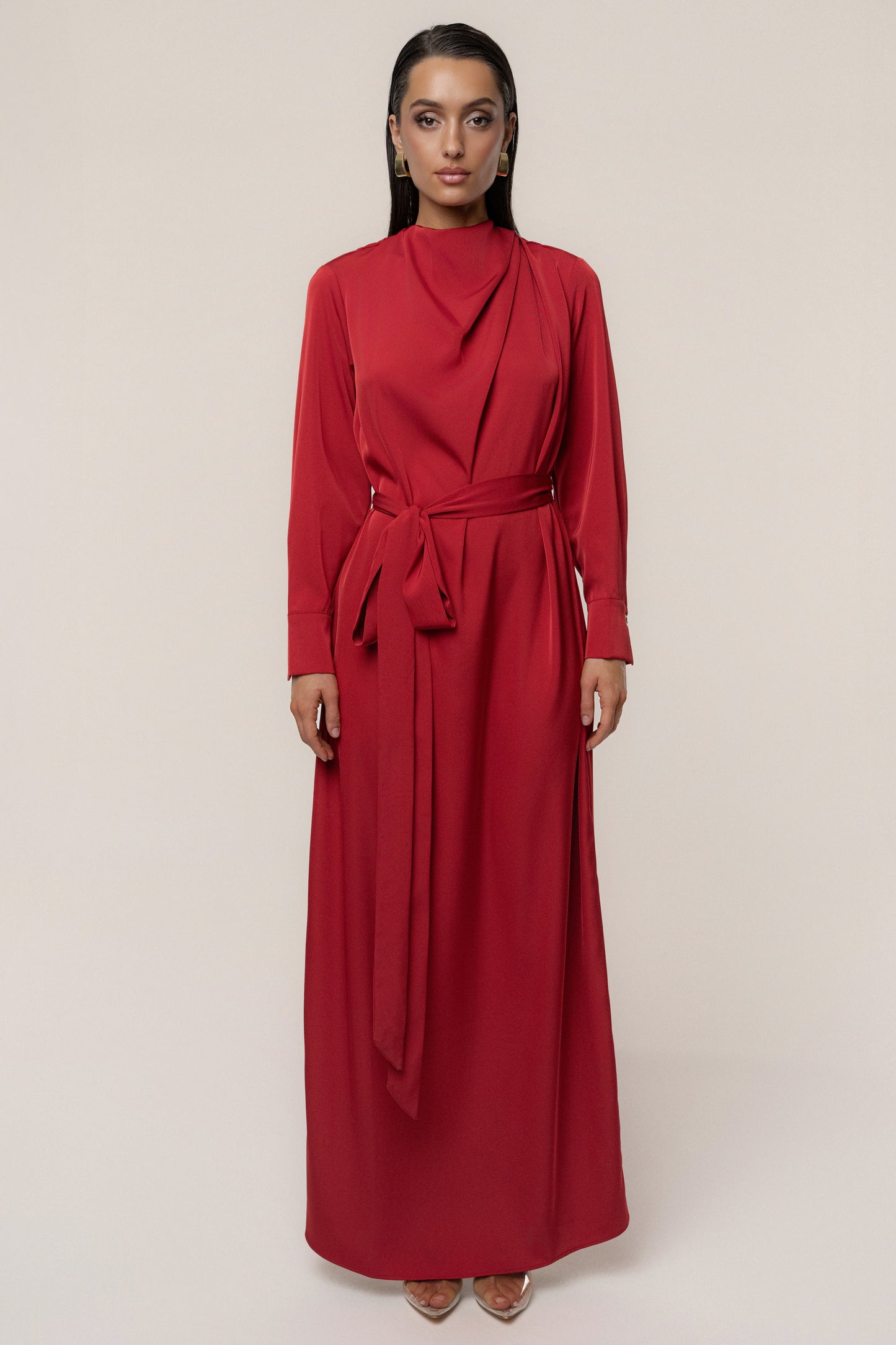 Red Victoria Satin Maxi Dress JLUXLABEL
