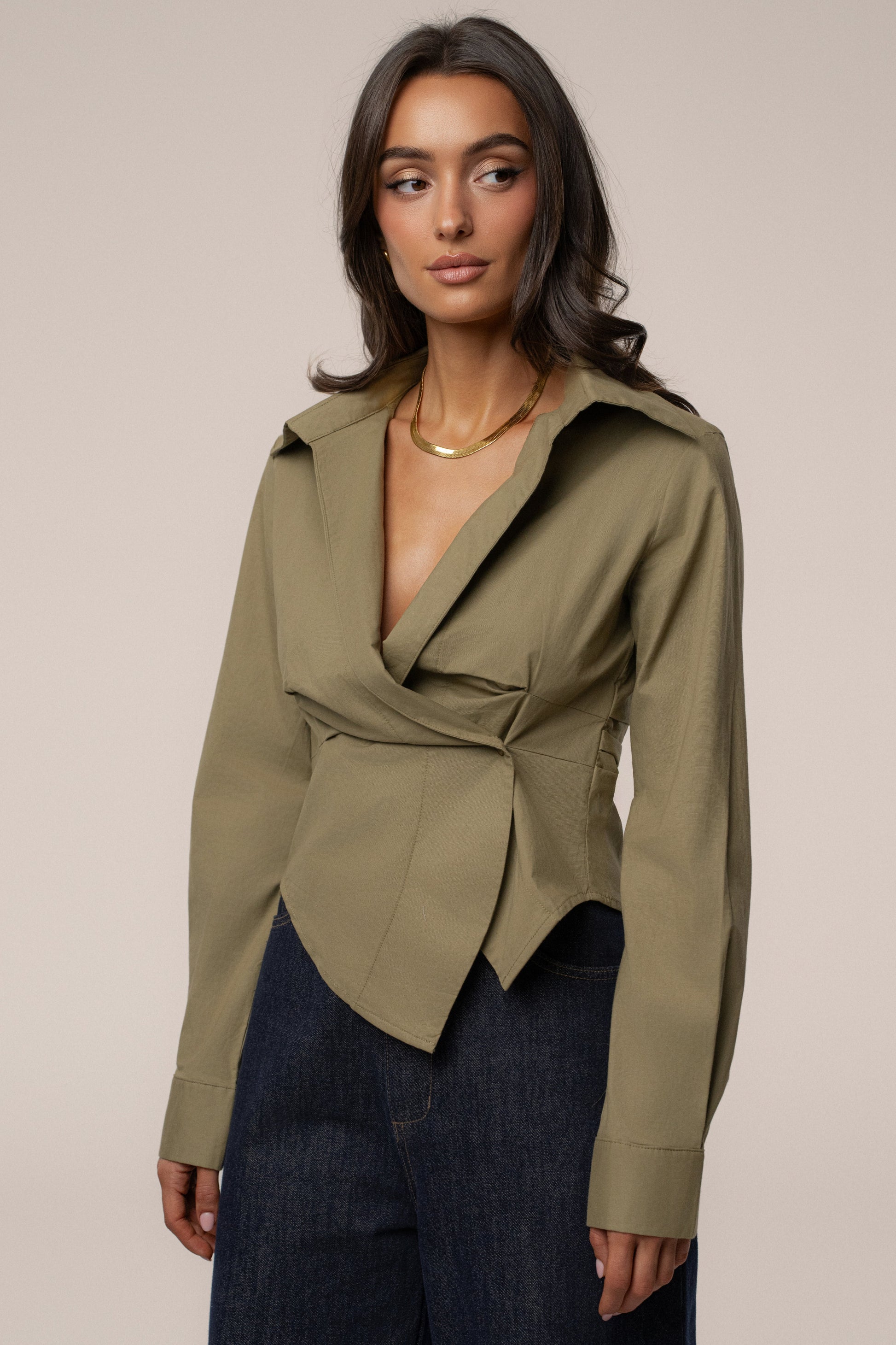 Olive  Sculpt And Form Blouse NEWFASHIONEDGE