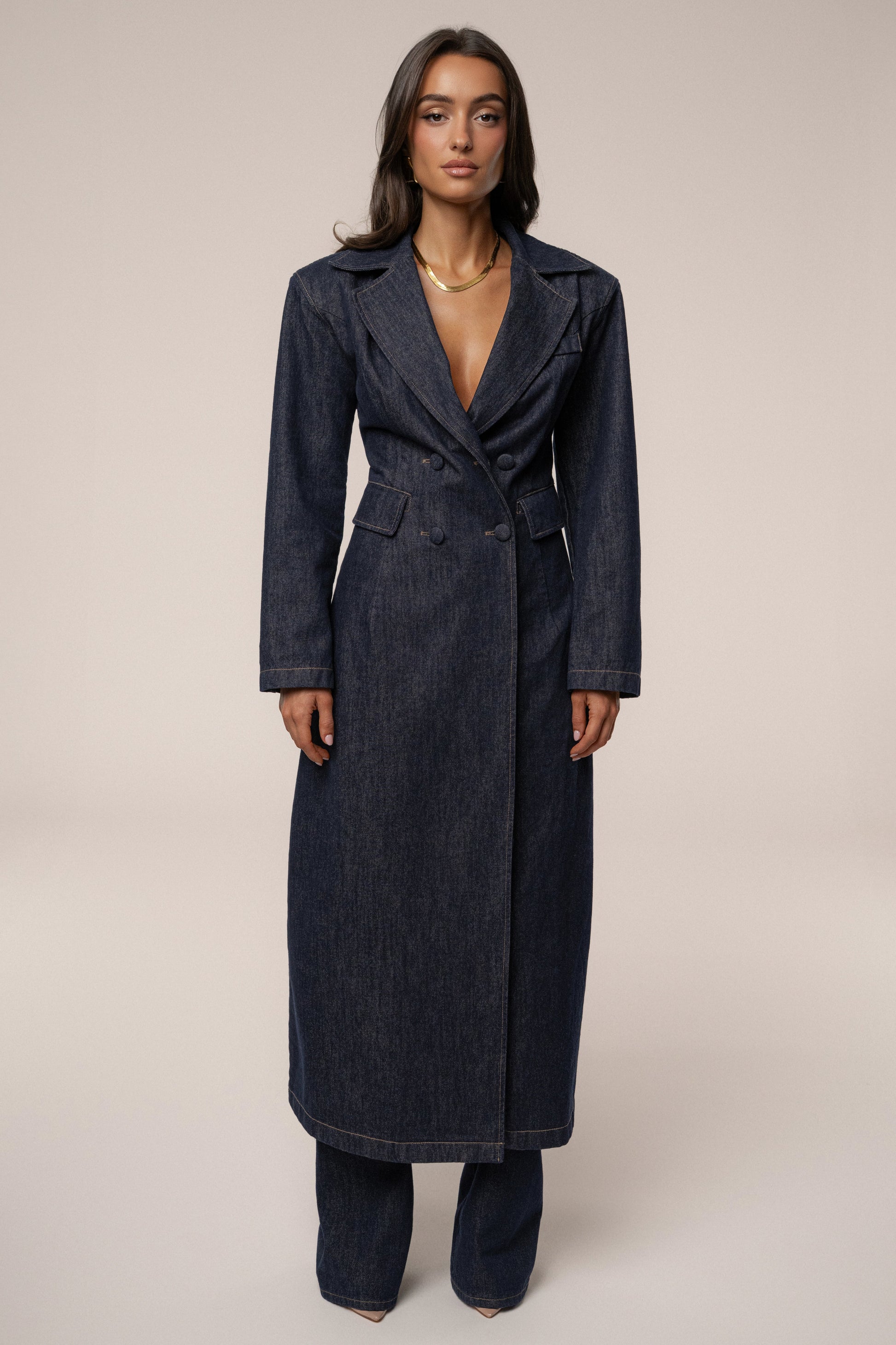 Dark Denim Signature Coat JLUXLABEL