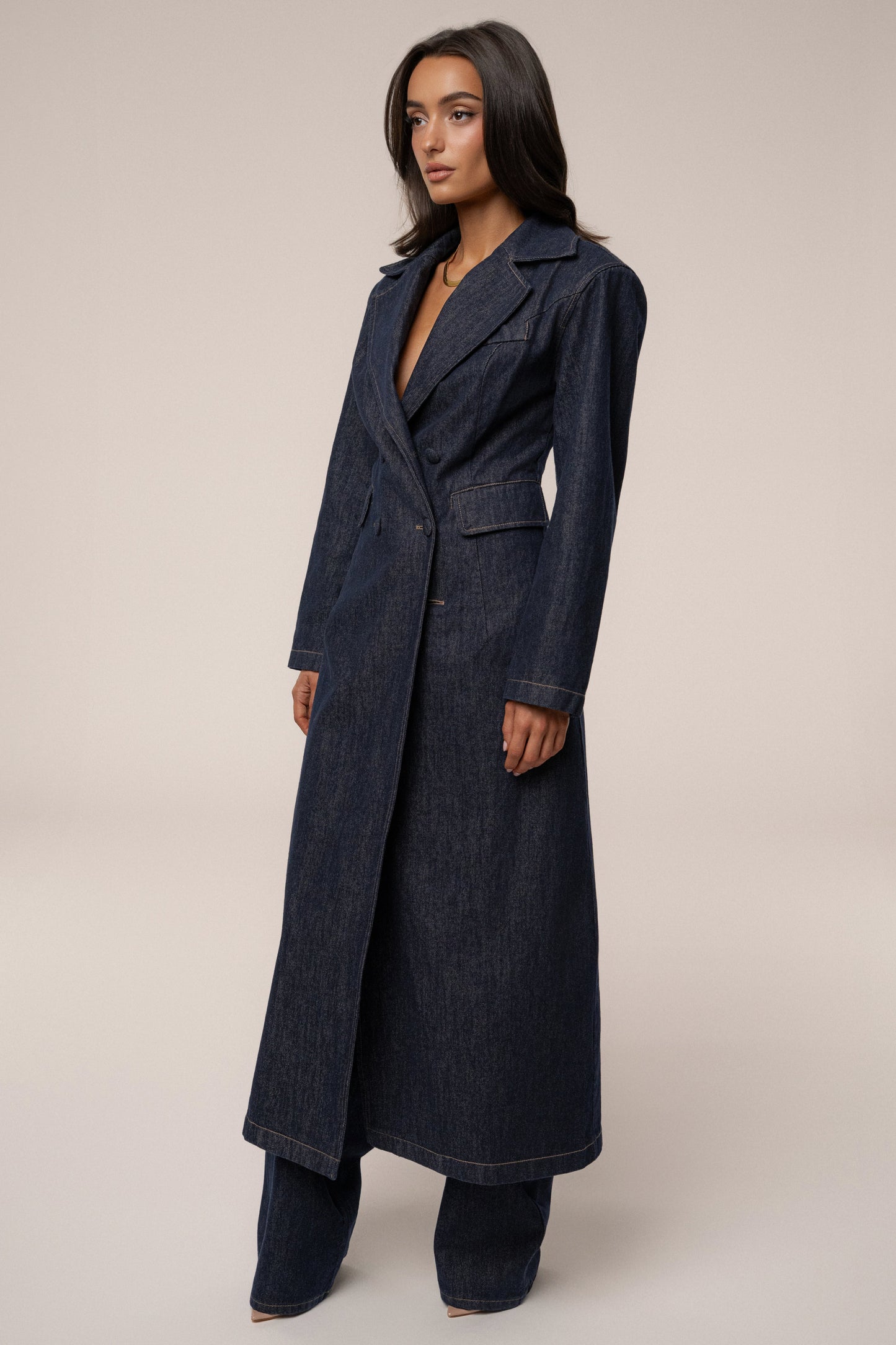 Dark Denim Signature Coat JLUXLABEL