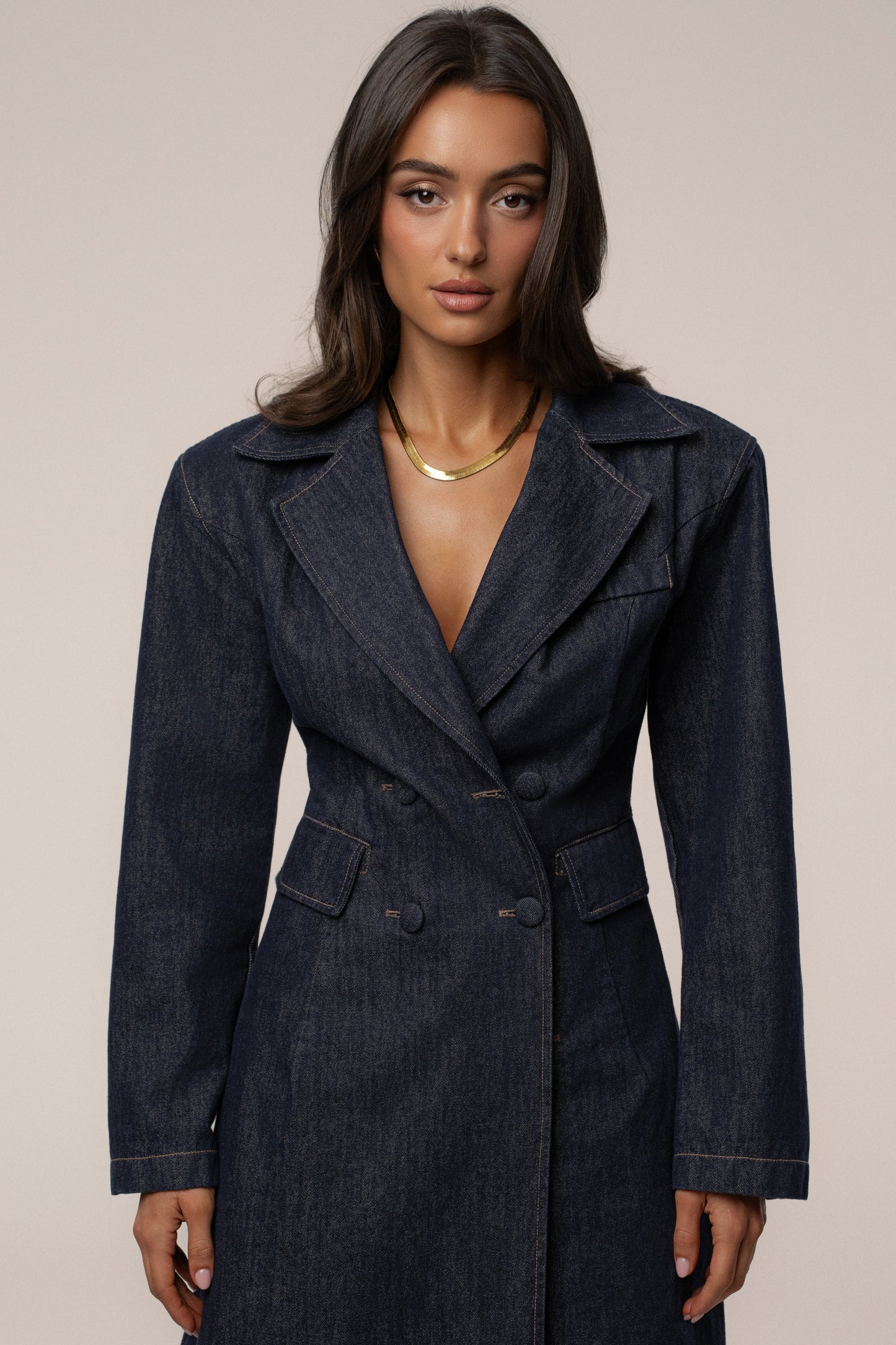 Dark Denim Signature Coat JLUXLABEL