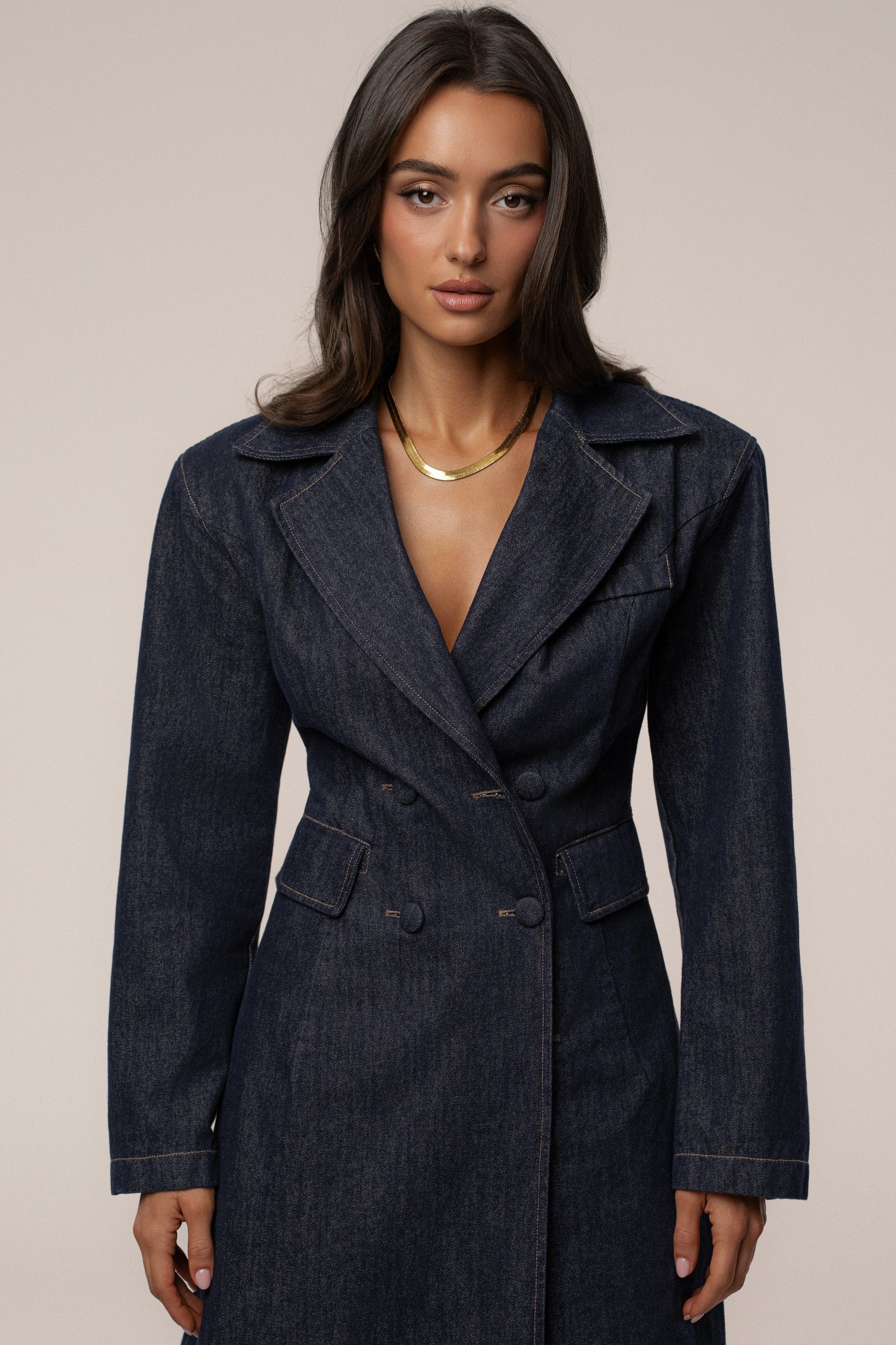 Dark Denim Signature Coat JLUXLABEL