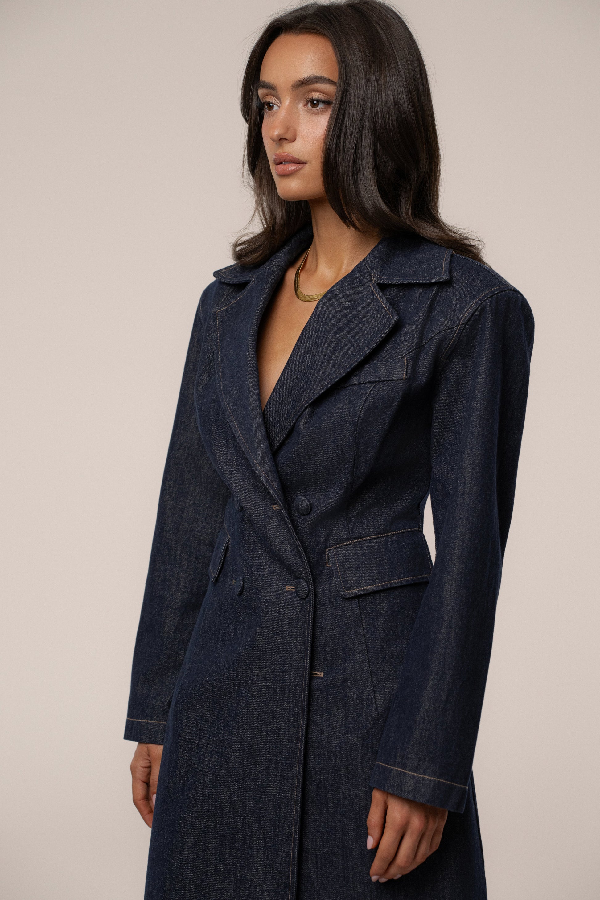 Dark Denim Signature Coat JLUXLABEL