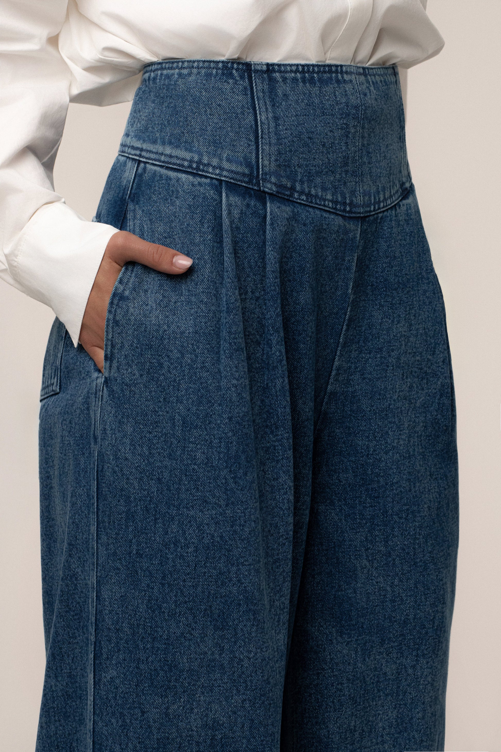 Medium Wash Denim Legacy Pleated Pants JLUXLABEL