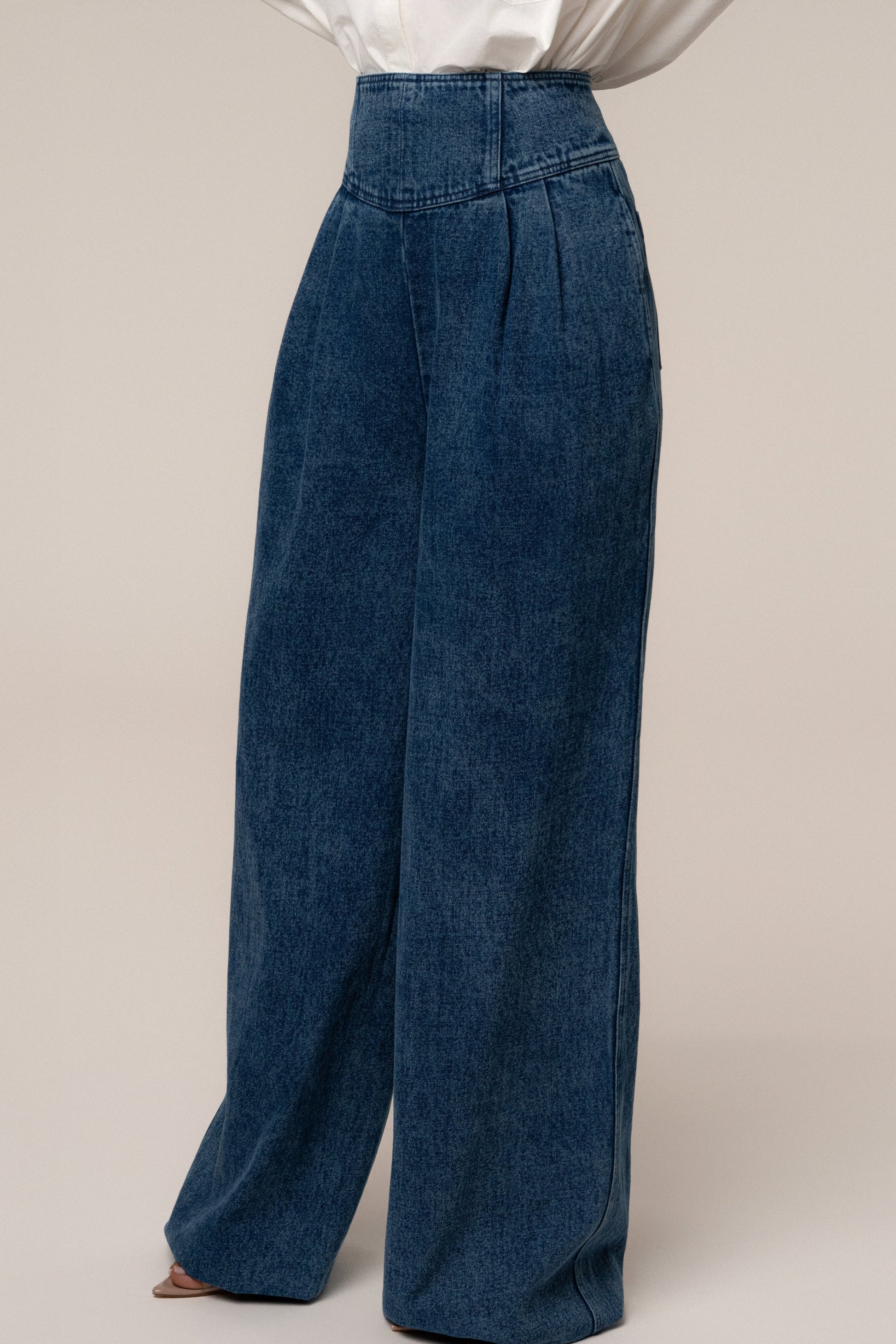 Medium Wash Denim Legacy Pleated Pants JLUXLABEL