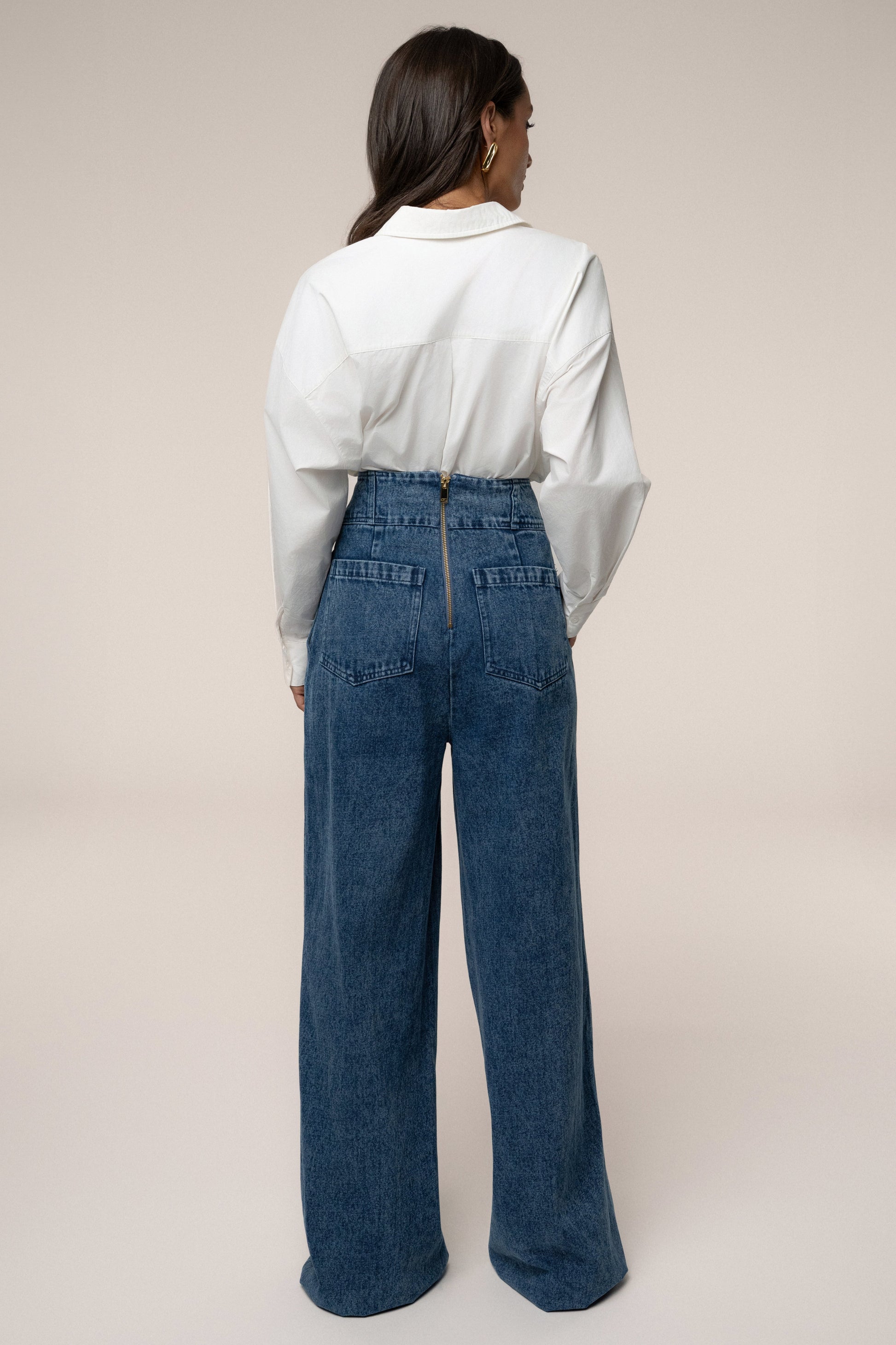 Medium Wash Denim Legacy Pleated Pants JLUXLABEL