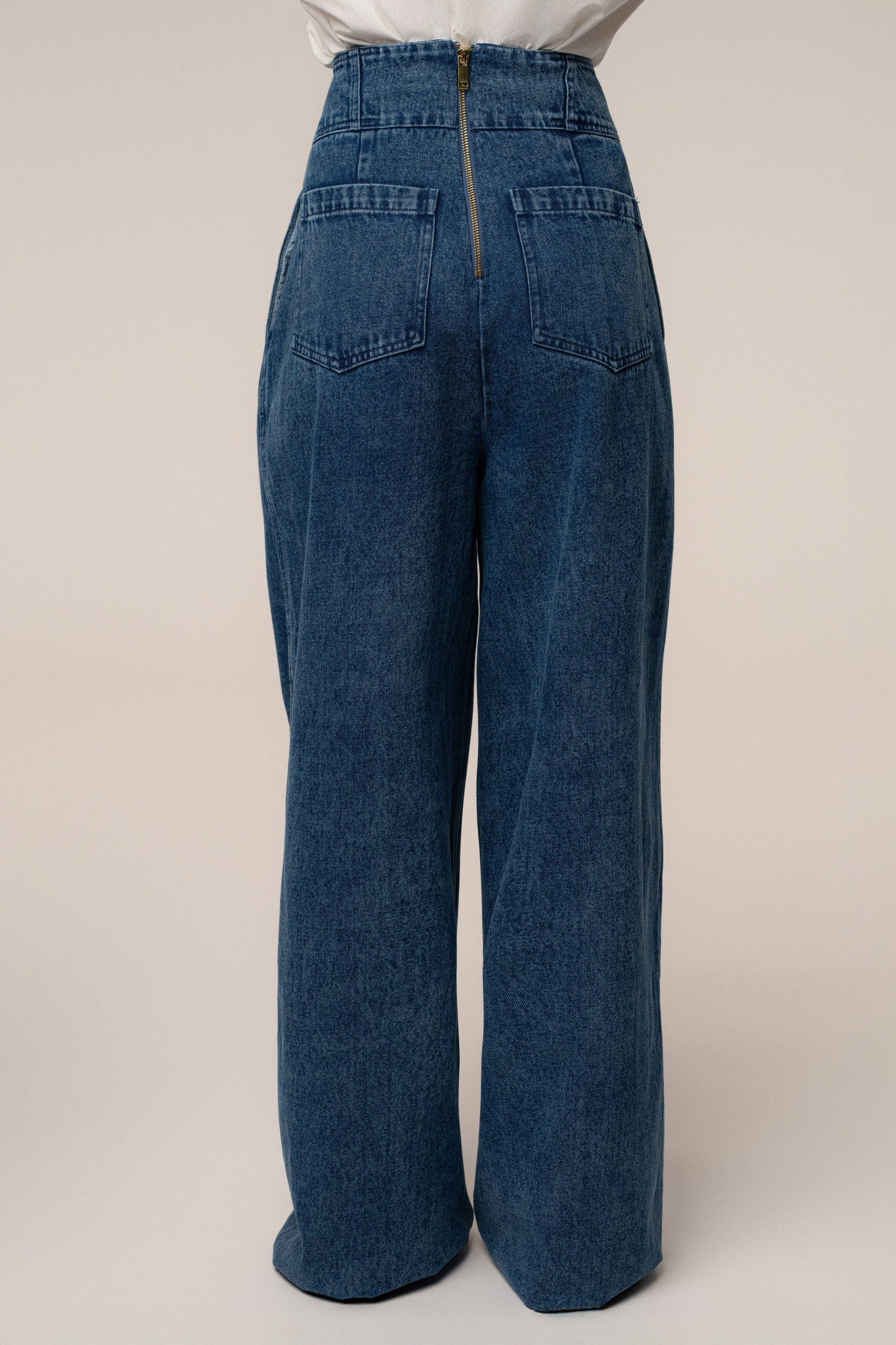 Medium Wash Denim Legacy Pleated Pants JLUXLABEL