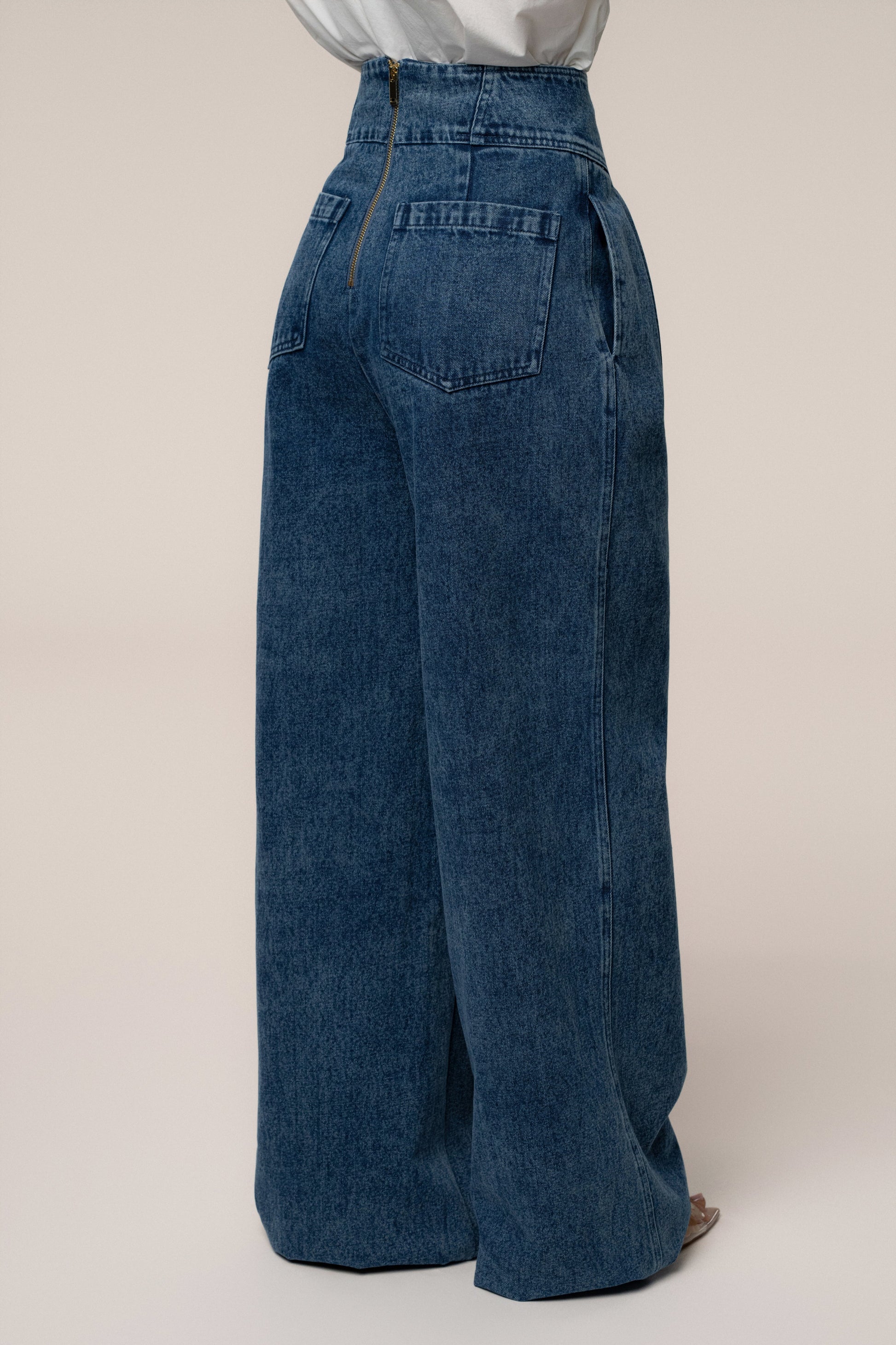 Medium Wash Denim Legacy Pleated Pants JLUXLABEL