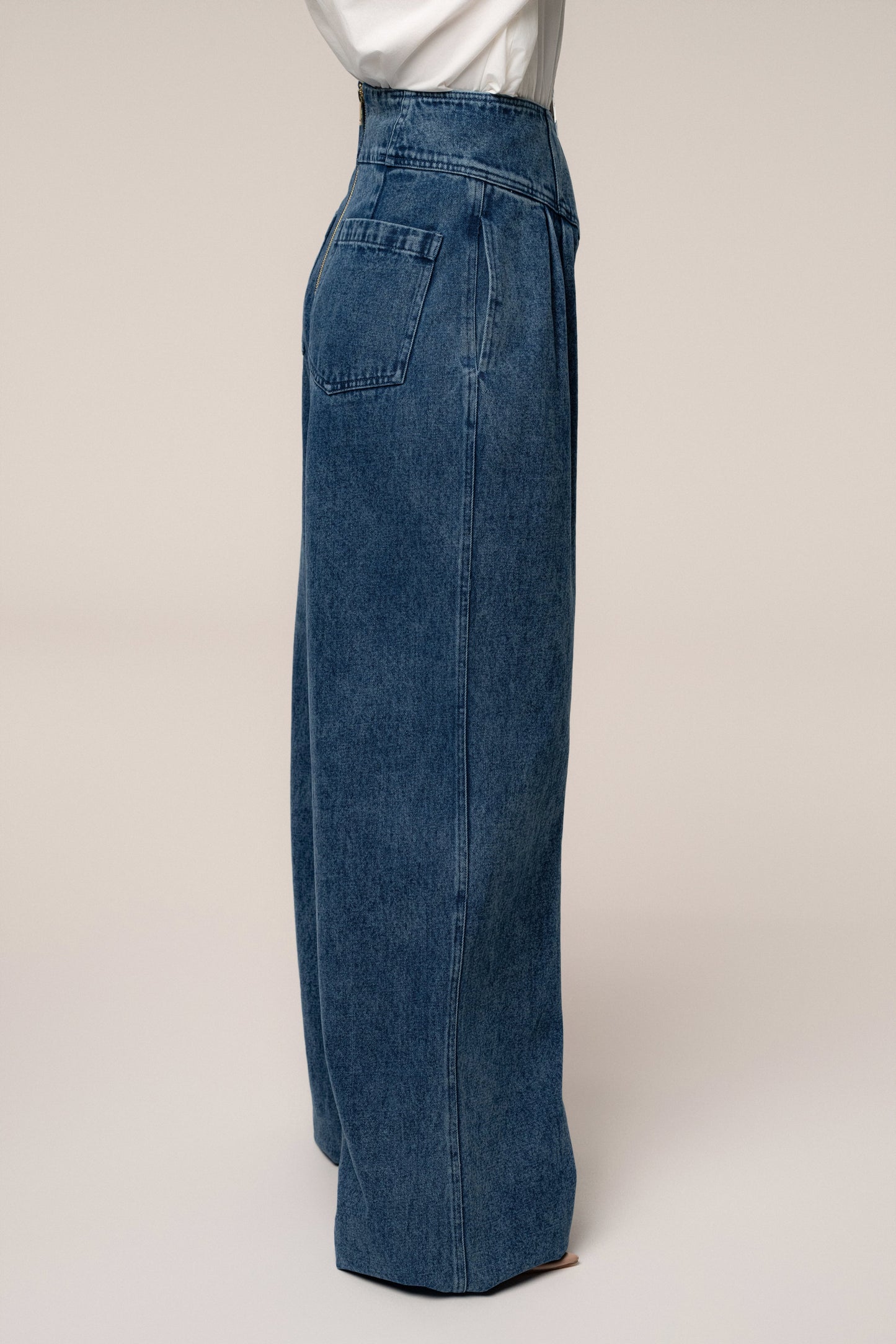 Medium Wash Denim Legacy Pleated Pants JLUXLABEL