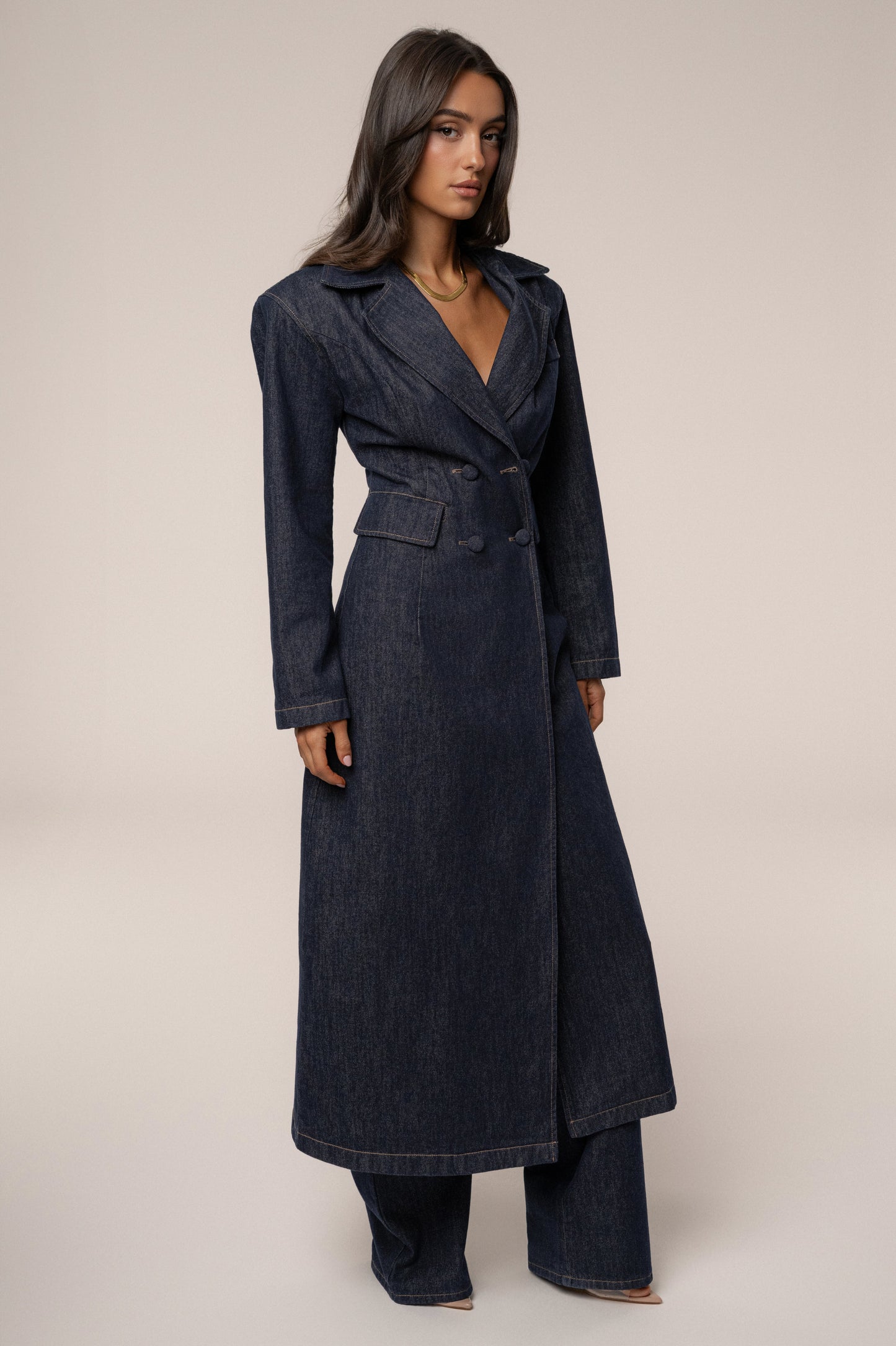 Dark Denim Signature Coat JLUXLABEL