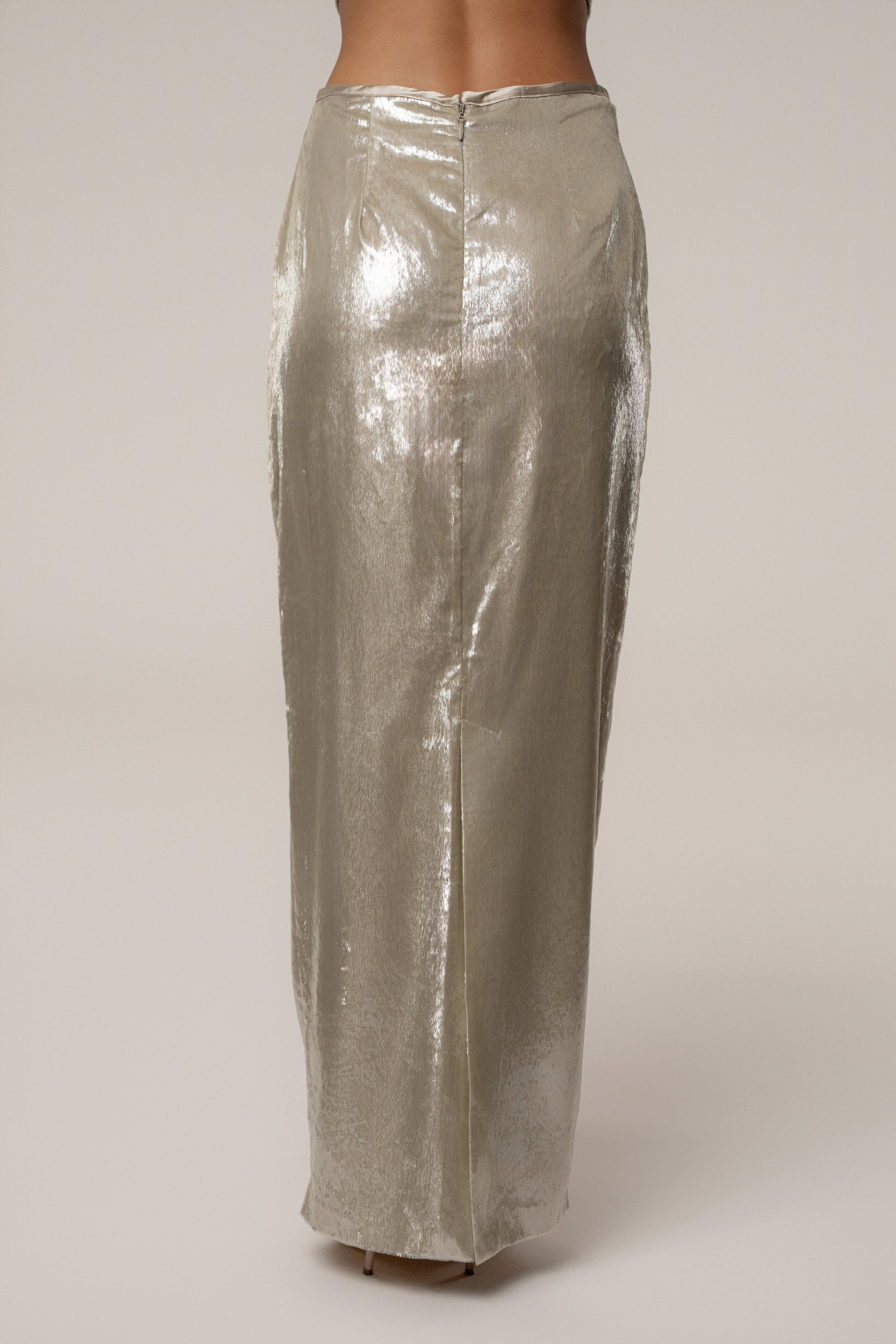 Beige Illuminate Maxi Skirt JLUXLABEL