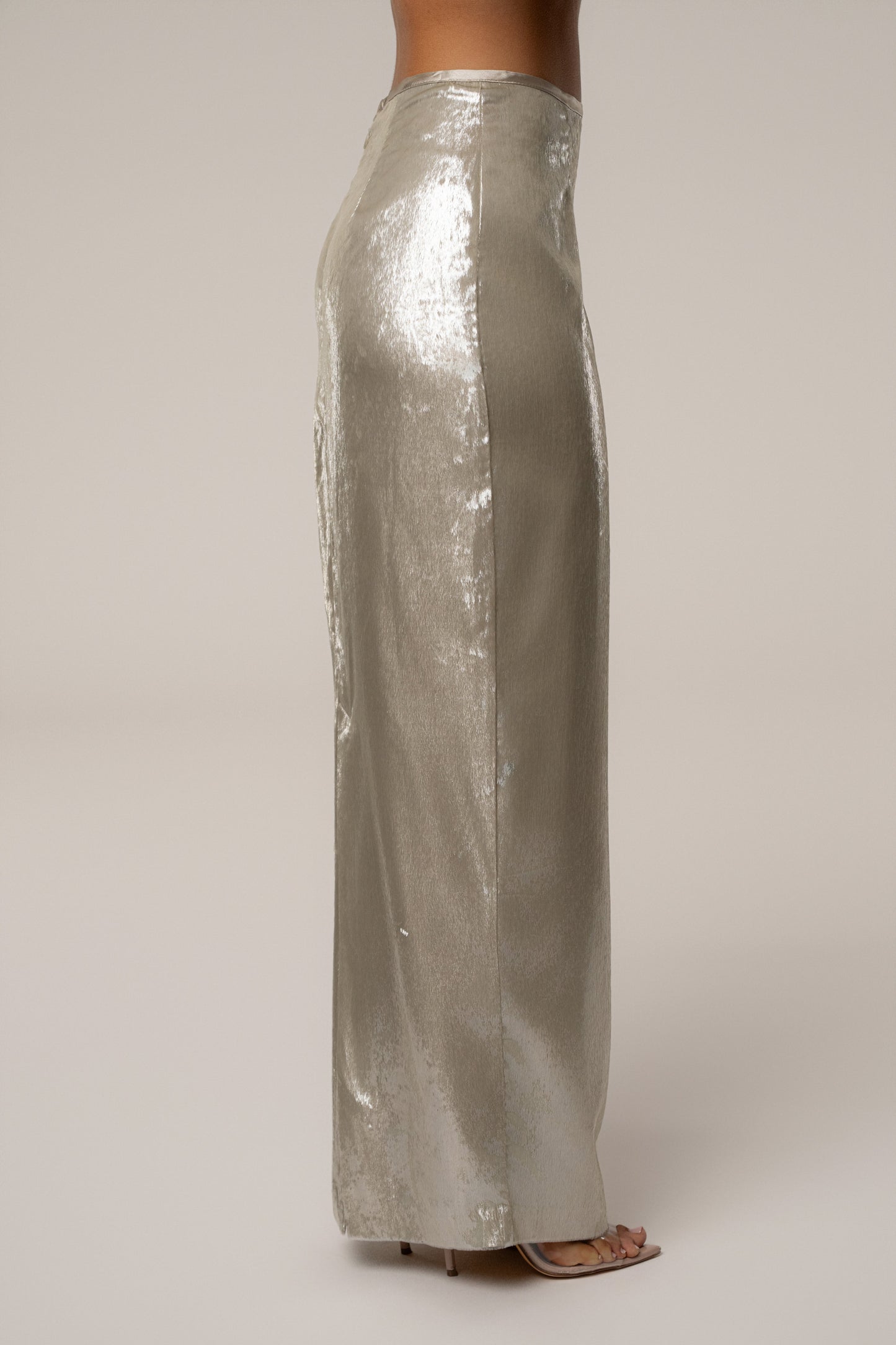 Beige Illuminate Maxi Skirt JLUXLABEL