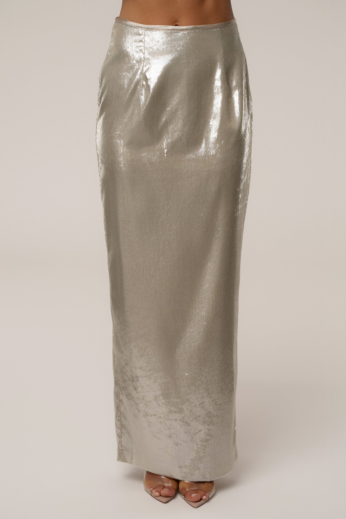 Beige Illuminate Maxi Skirt JLUXLABEL
