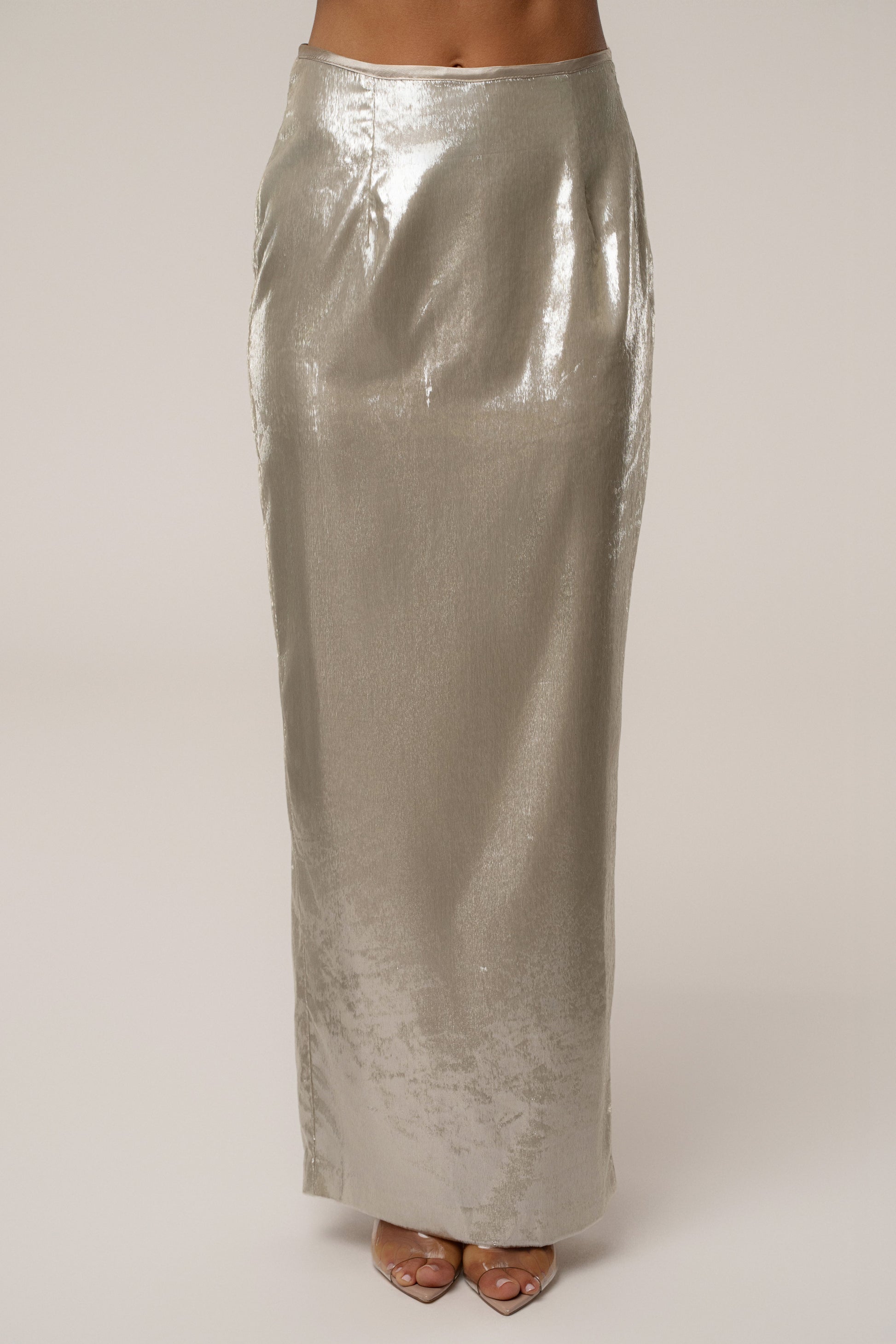 Beige Illuminate Maxi Skirt JLUXLABEL