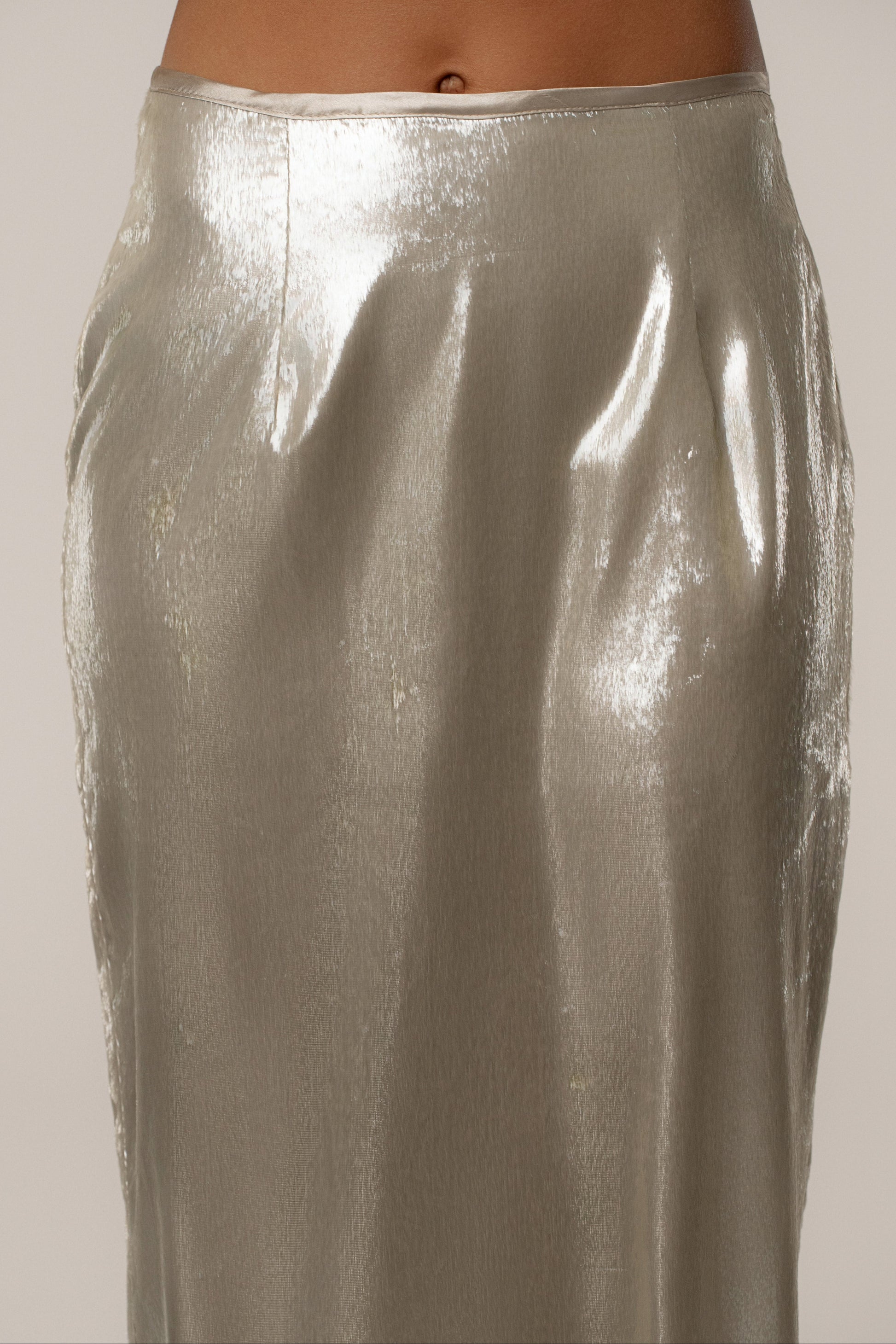 Beige Illuminate Maxi Skirt JLUXLABEL