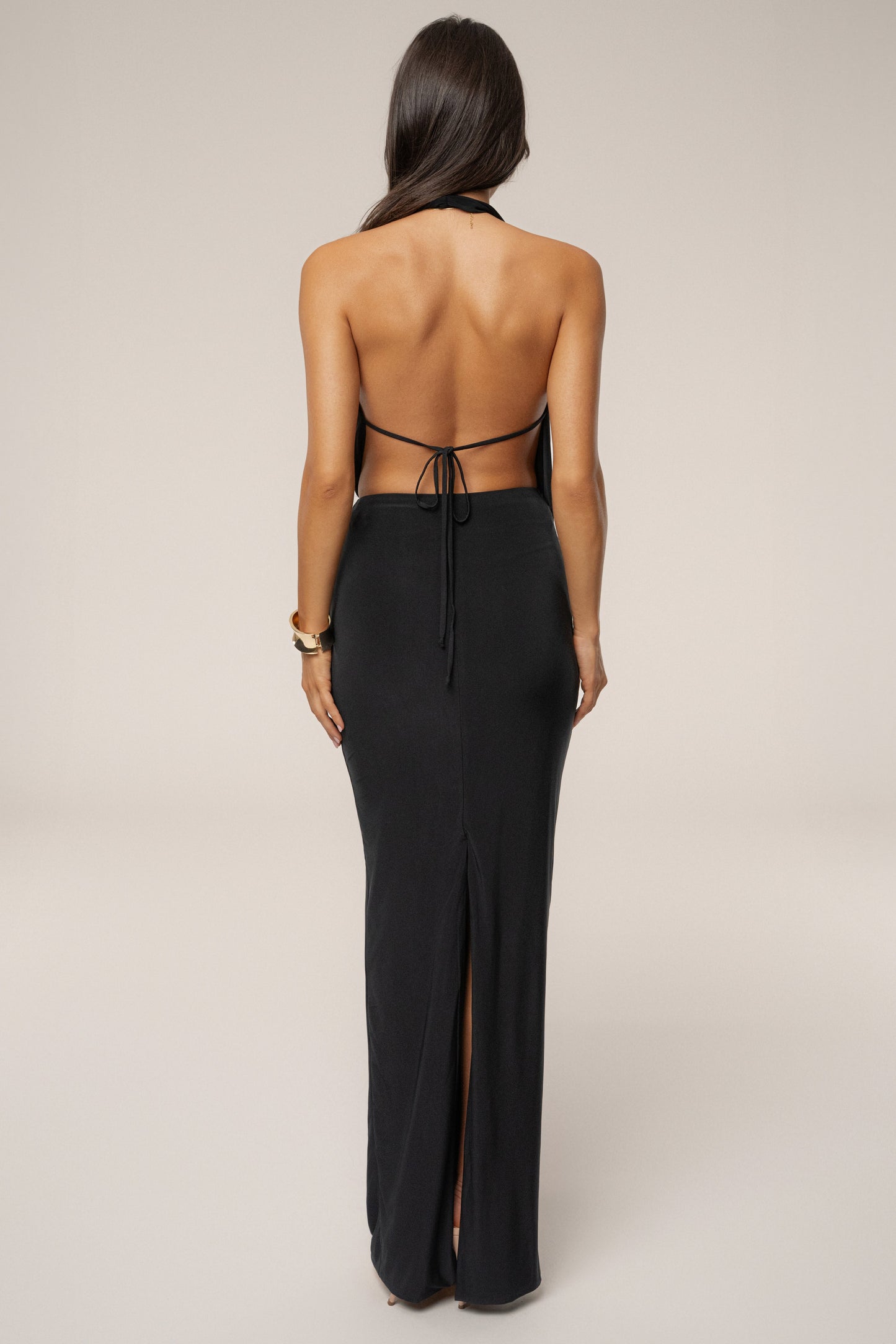 Black Dawn Draped Maxi Dress NEWFASHIONEDGE