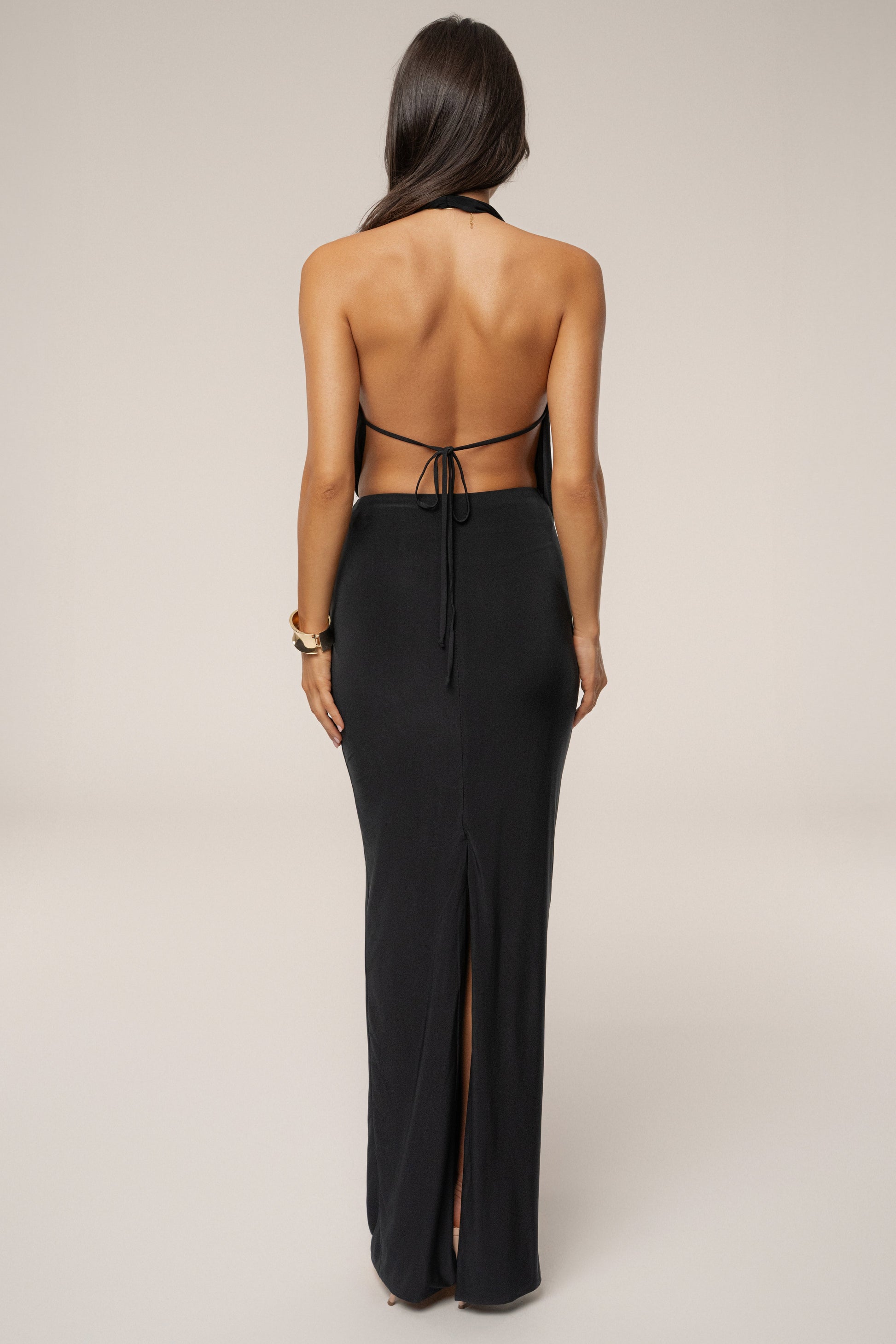 Black Dawn Draped Maxi Dress NEWFASHIONEDGE