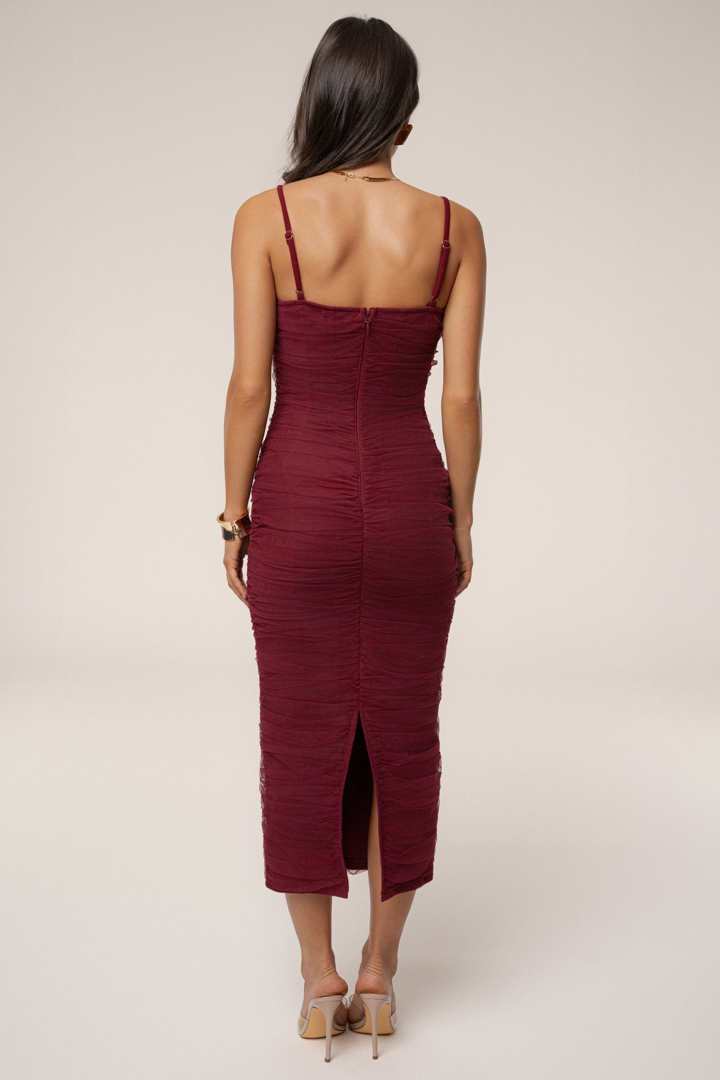 Burgundy True Form Midi Dress JLUXLABEL