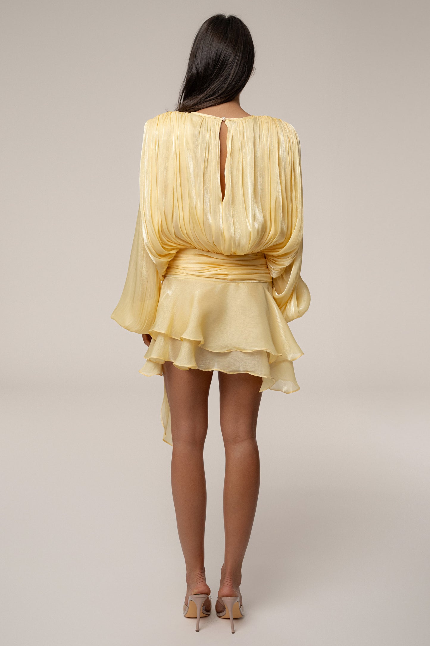 Yellow Pure Glow Draped Mini Dress JLUXLABEL