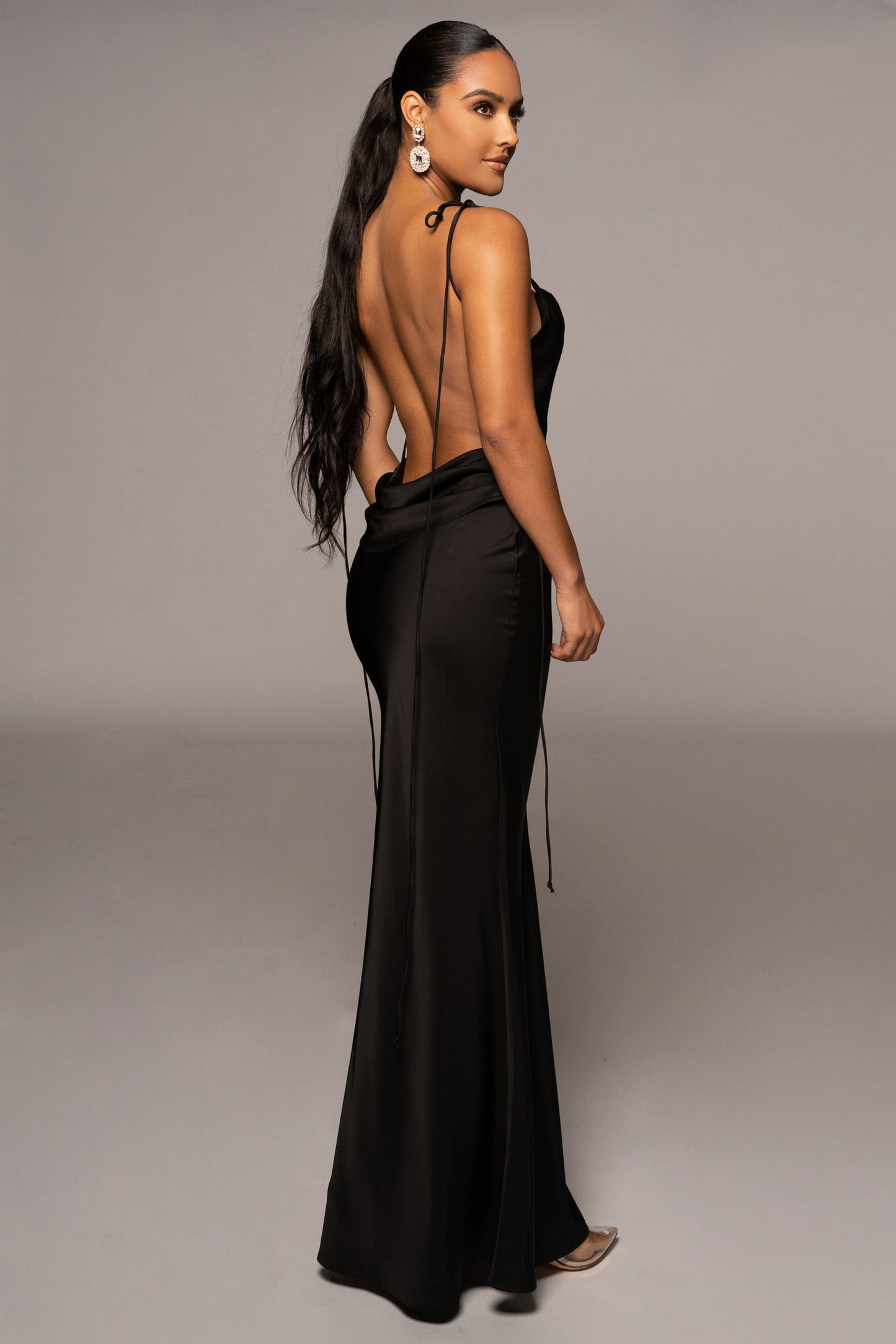 Black Irresistible Satin Maxi Dress JLUXLABEL