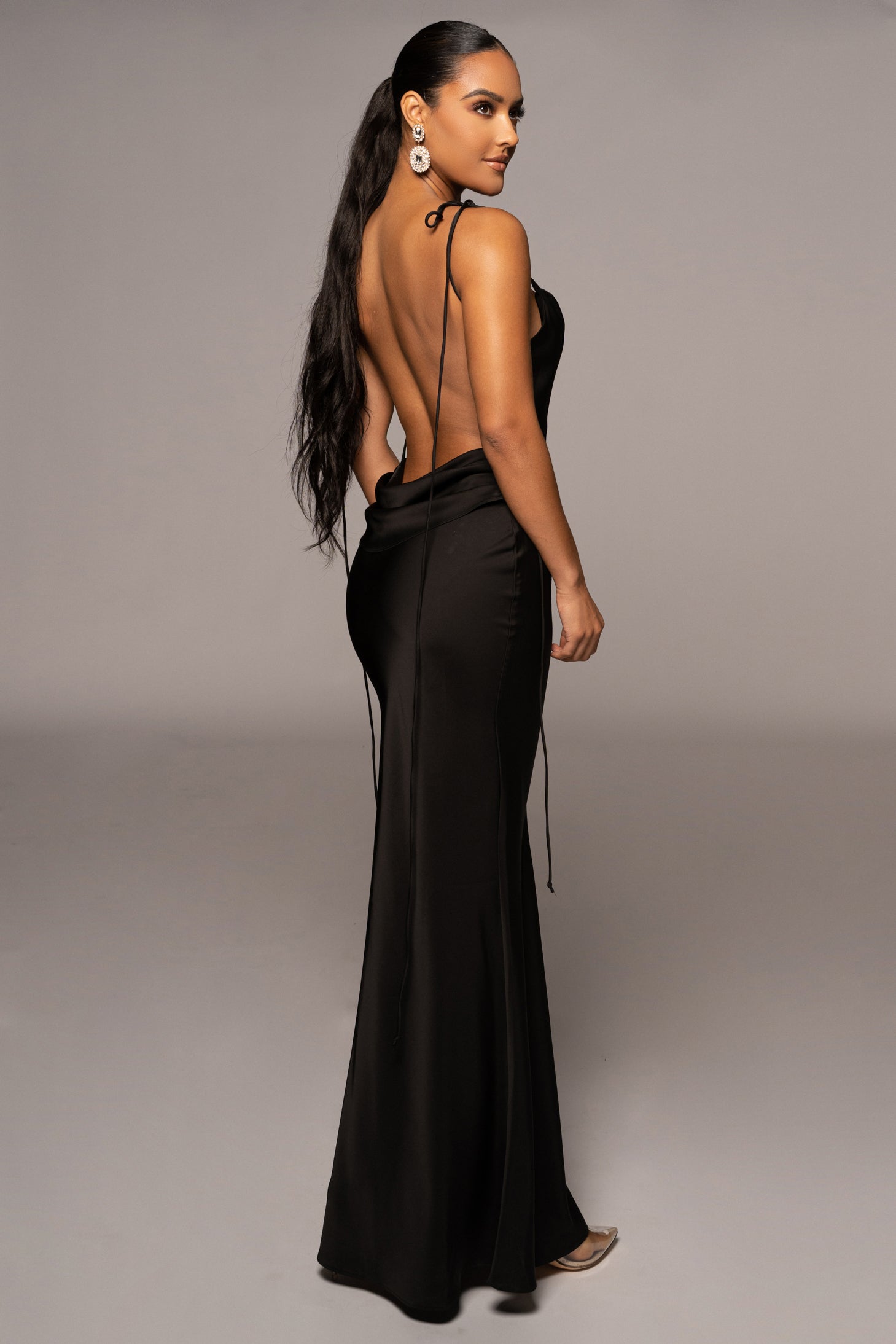 Black Irresistible Satin Maxi Dress JLUXLABEL