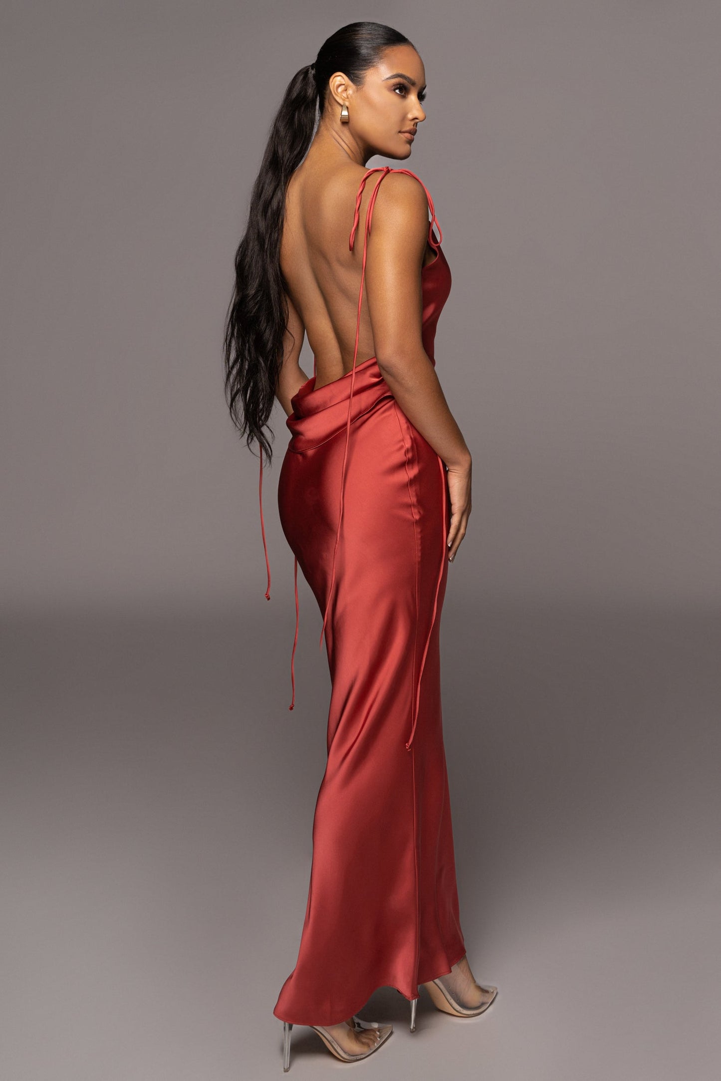 Red Irresistible Satin Maxi Dress JLUXLABEL