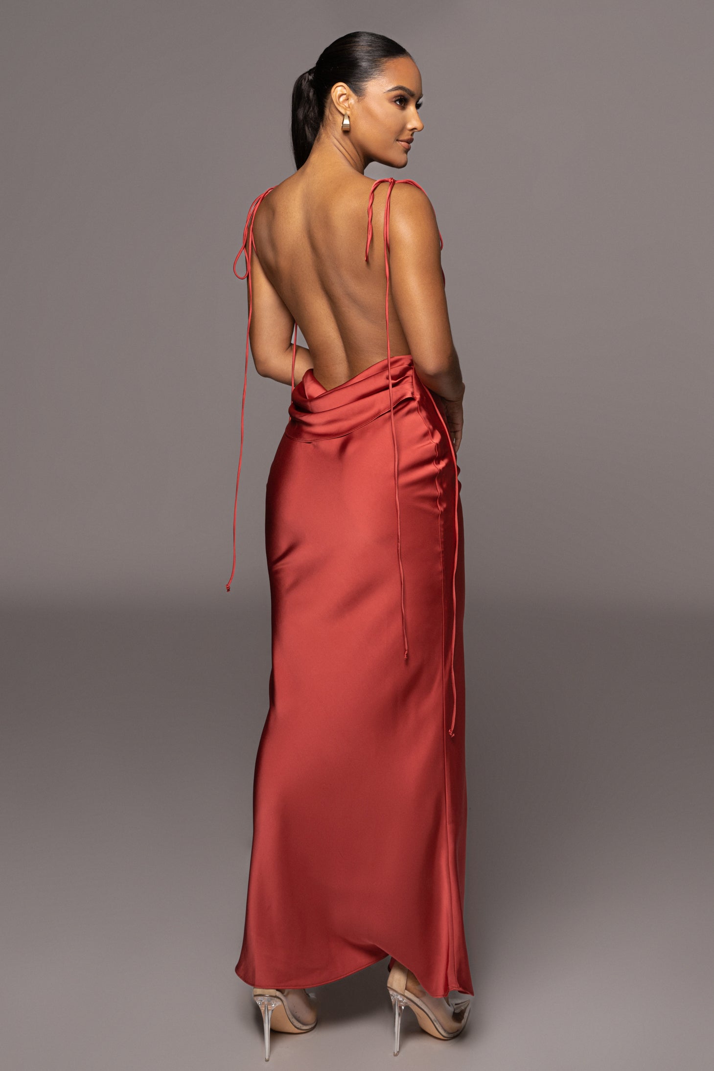 Red Irresistible Satin Maxi Dress JLUXLABEL