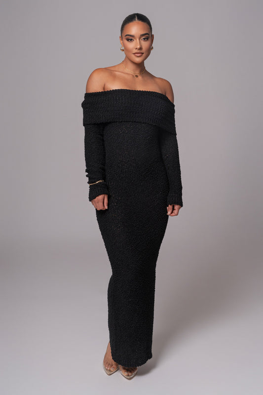 Black Olivea Knit Maxi Dress JLUXLABEL