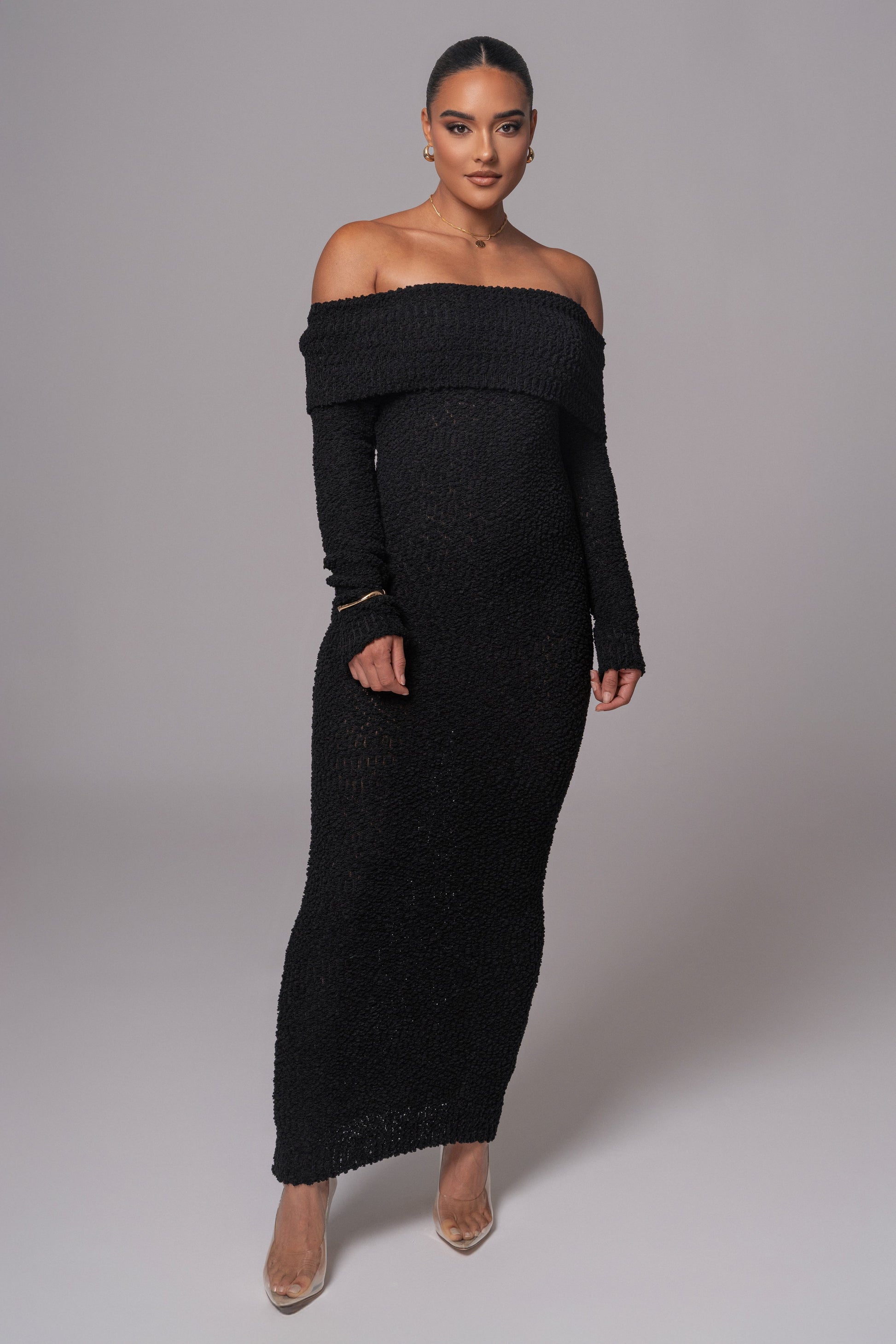 Black Olivea Knit Maxi Dress JLUXLABEL