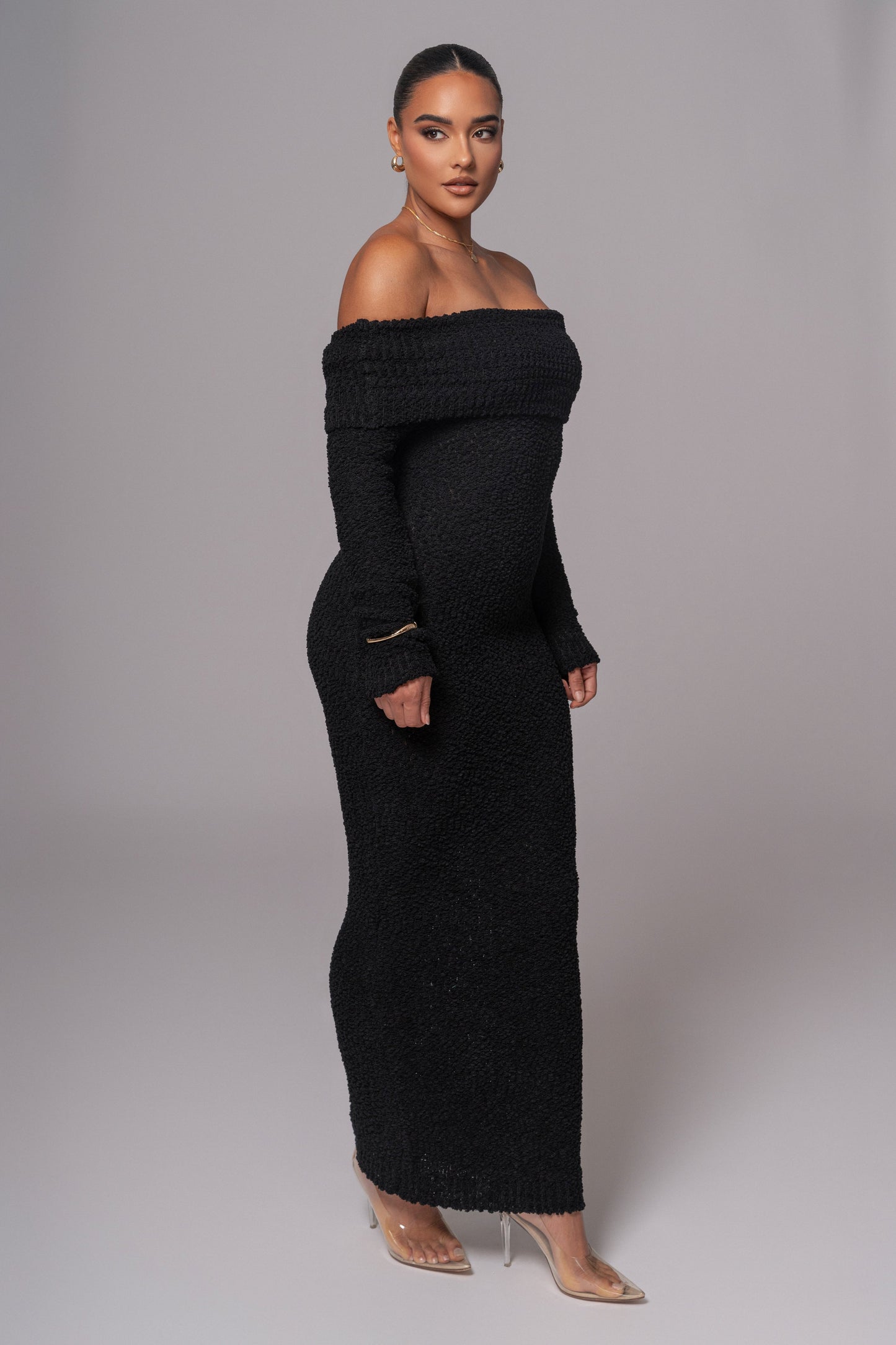Black Olivea Knit Maxi Dress JLUXLABEL