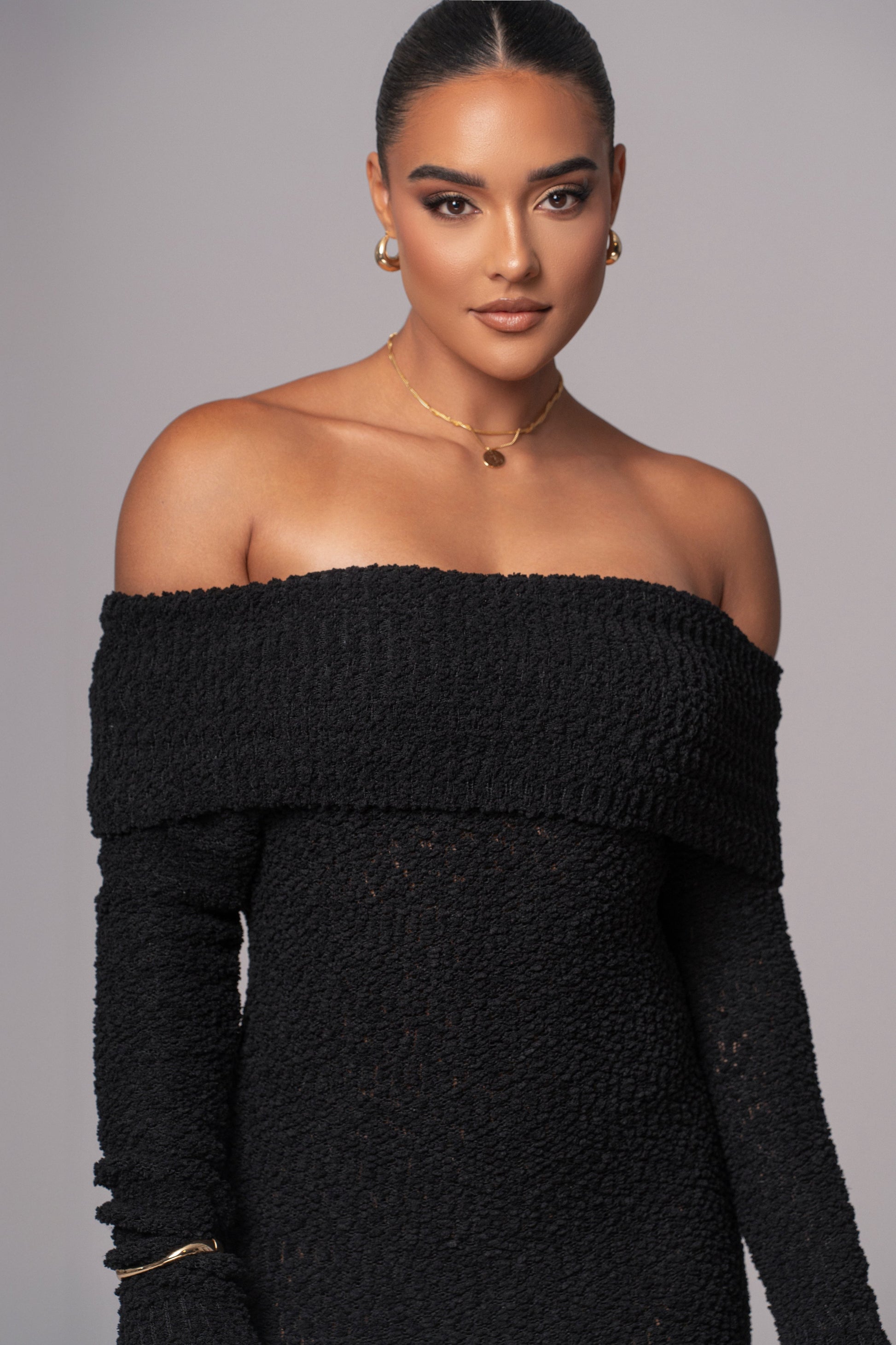 Black Olivea Knit Maxi Dress JLUXLABEL