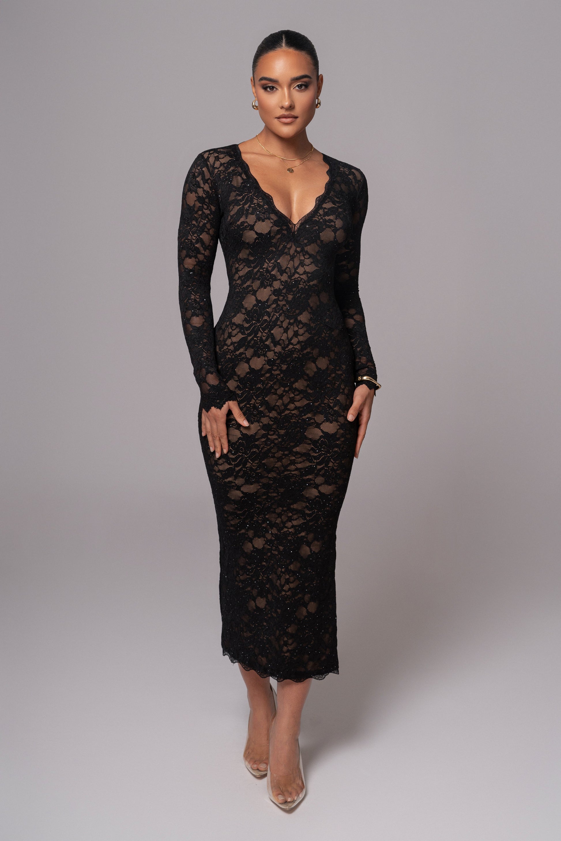 Black Canada Lace Maxi Dress JLUXLABEL
