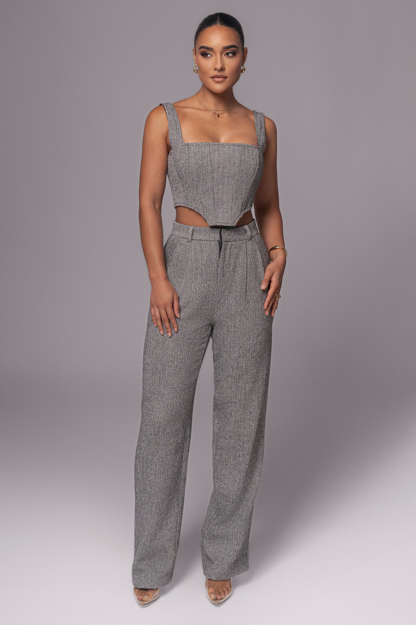 Classic Herringbone Corset Top JLUXLABEL