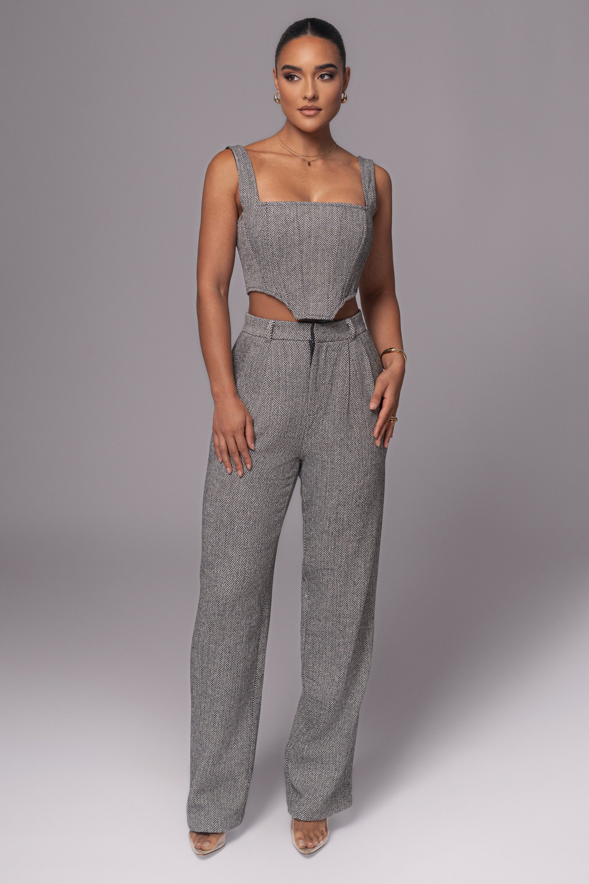 Classic Herringbone Corset Top JLUXLABEL