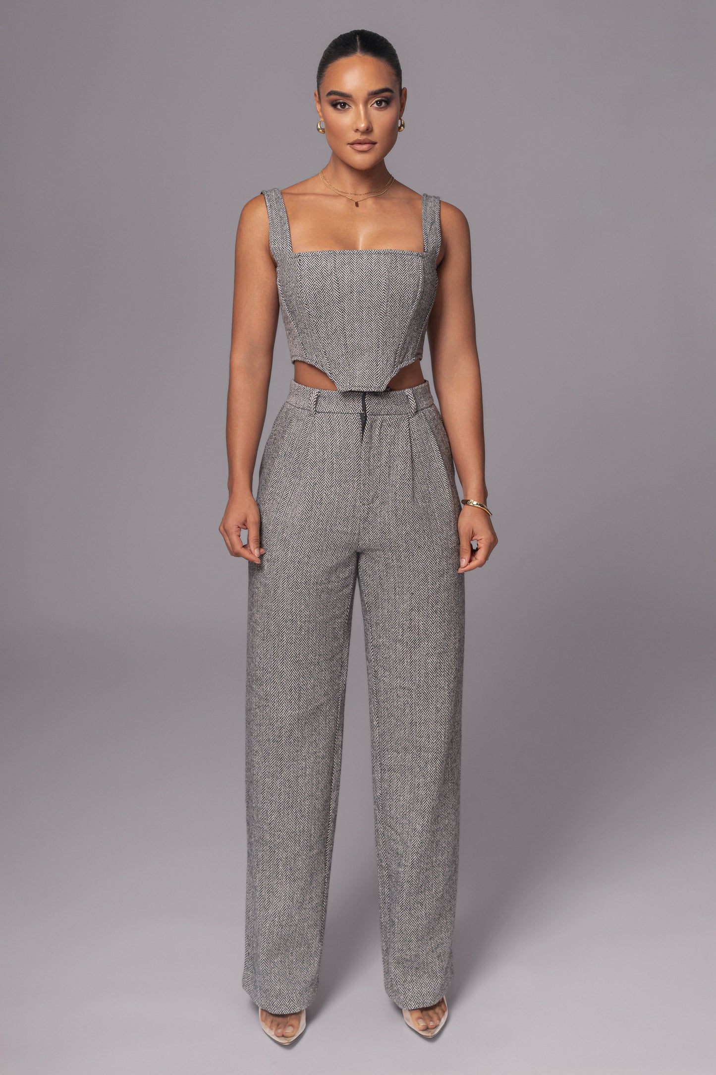 Classic Herringbone Corset Top JLUXLABEL