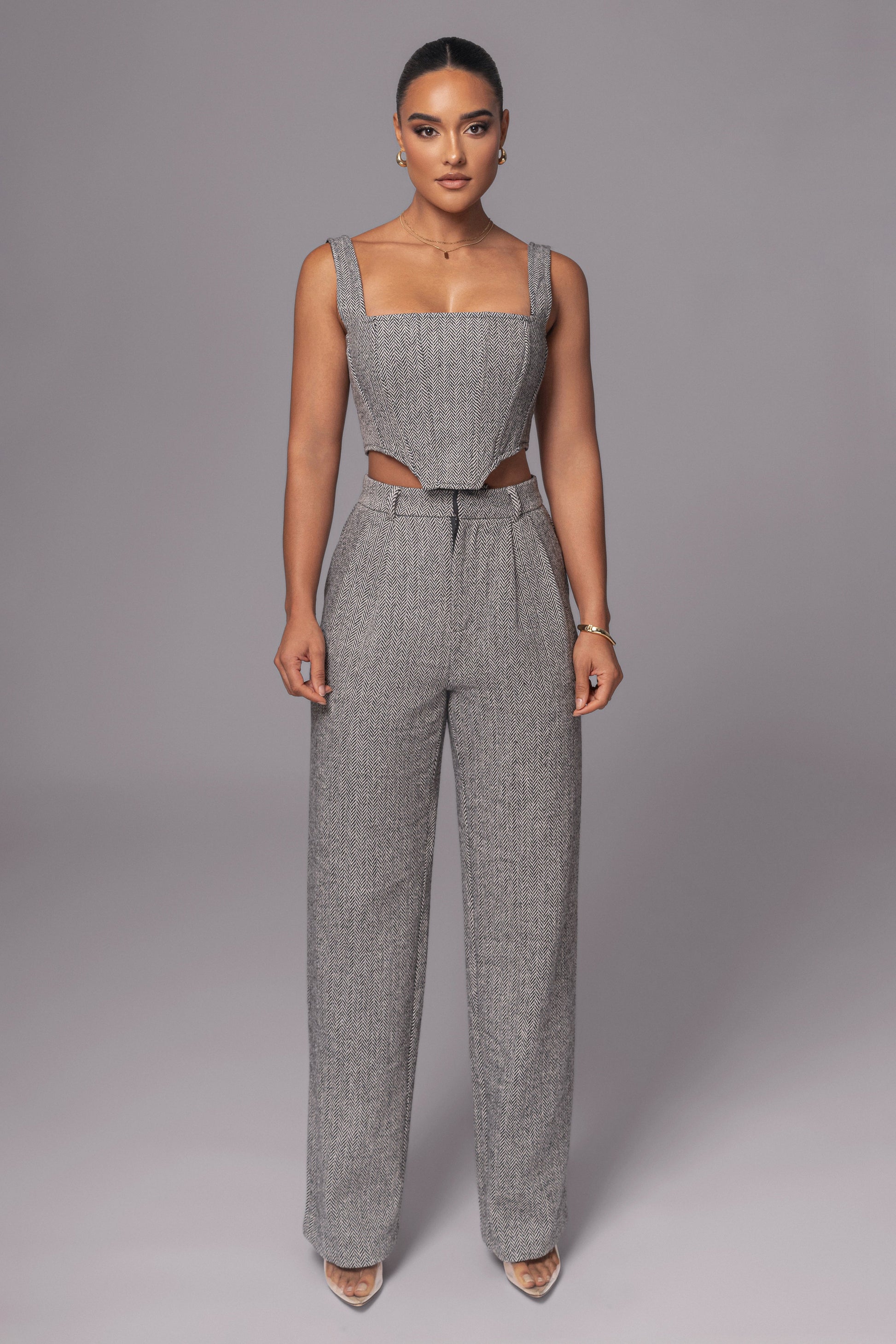 Classic Herringbone Corset Top JLUXLABEL