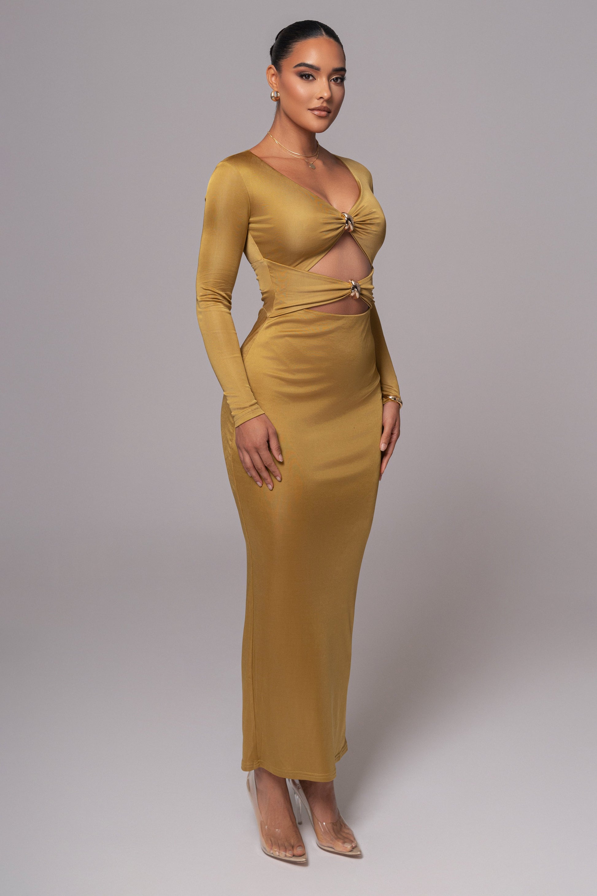 Lime Soiree Cutout Maxi Dress JLUXLABEL
