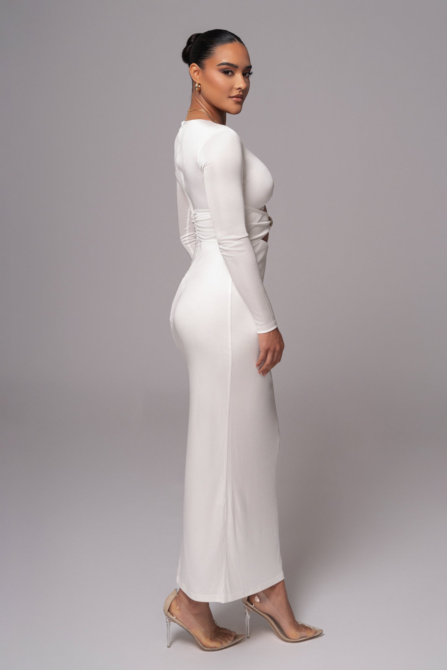 Ivory Soiree Cutout Maxi Dress JLUXLABEL