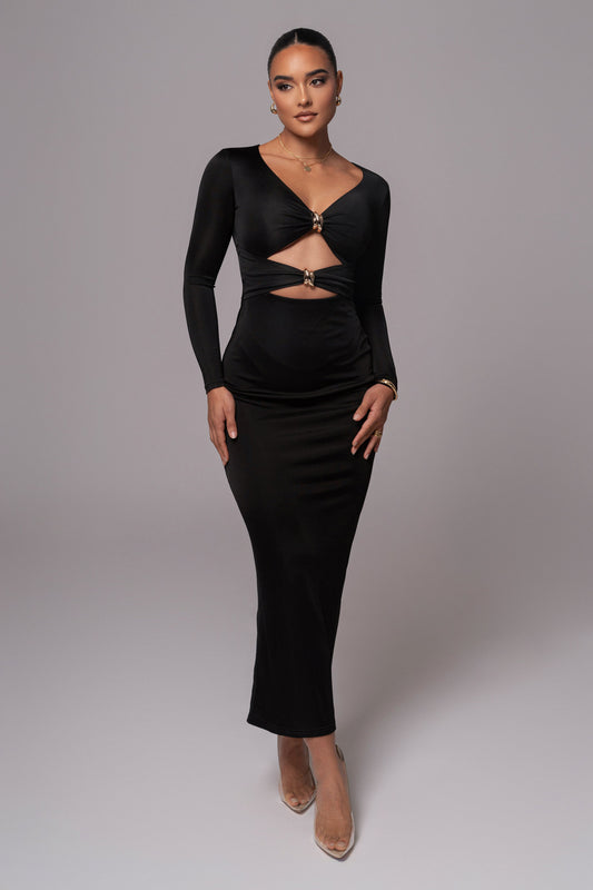 Black Soiree Cutout Maxi Dress JLUXLABEL