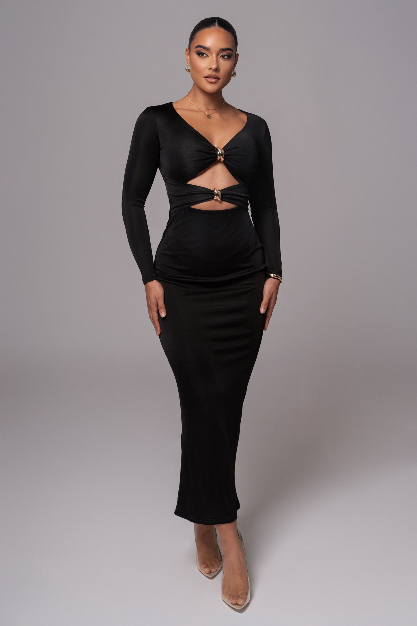 Black Soiree Cutout Maxi Dress JLUXLABEL