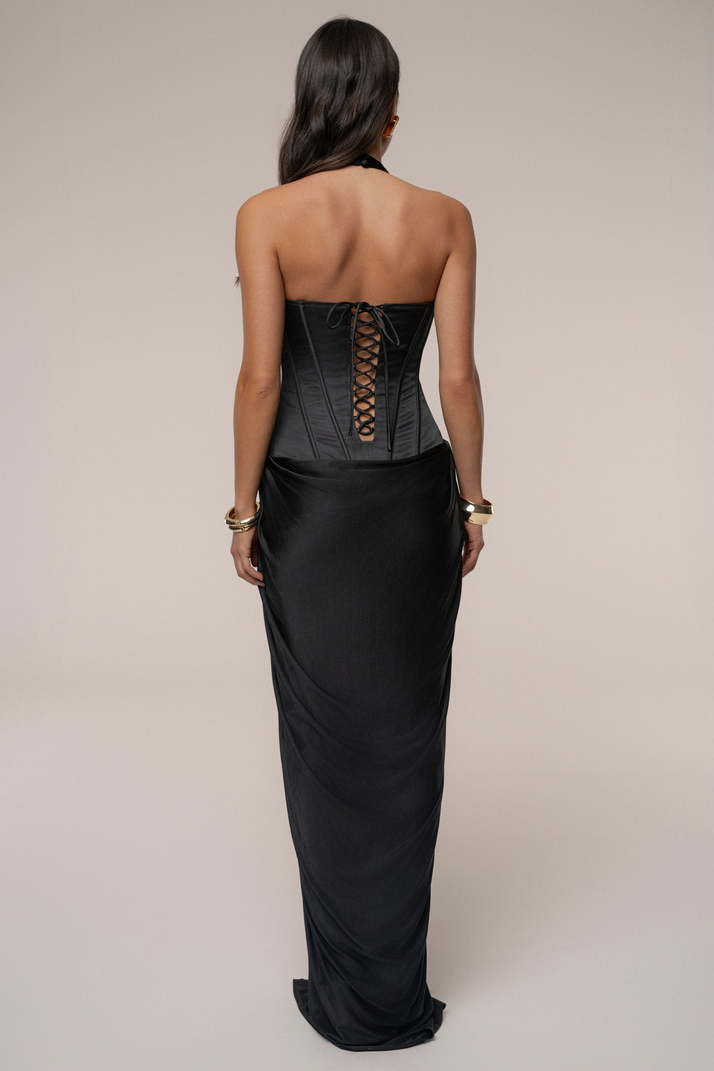 Black Drape And Destiny Maxi Dress JLUXLABEL