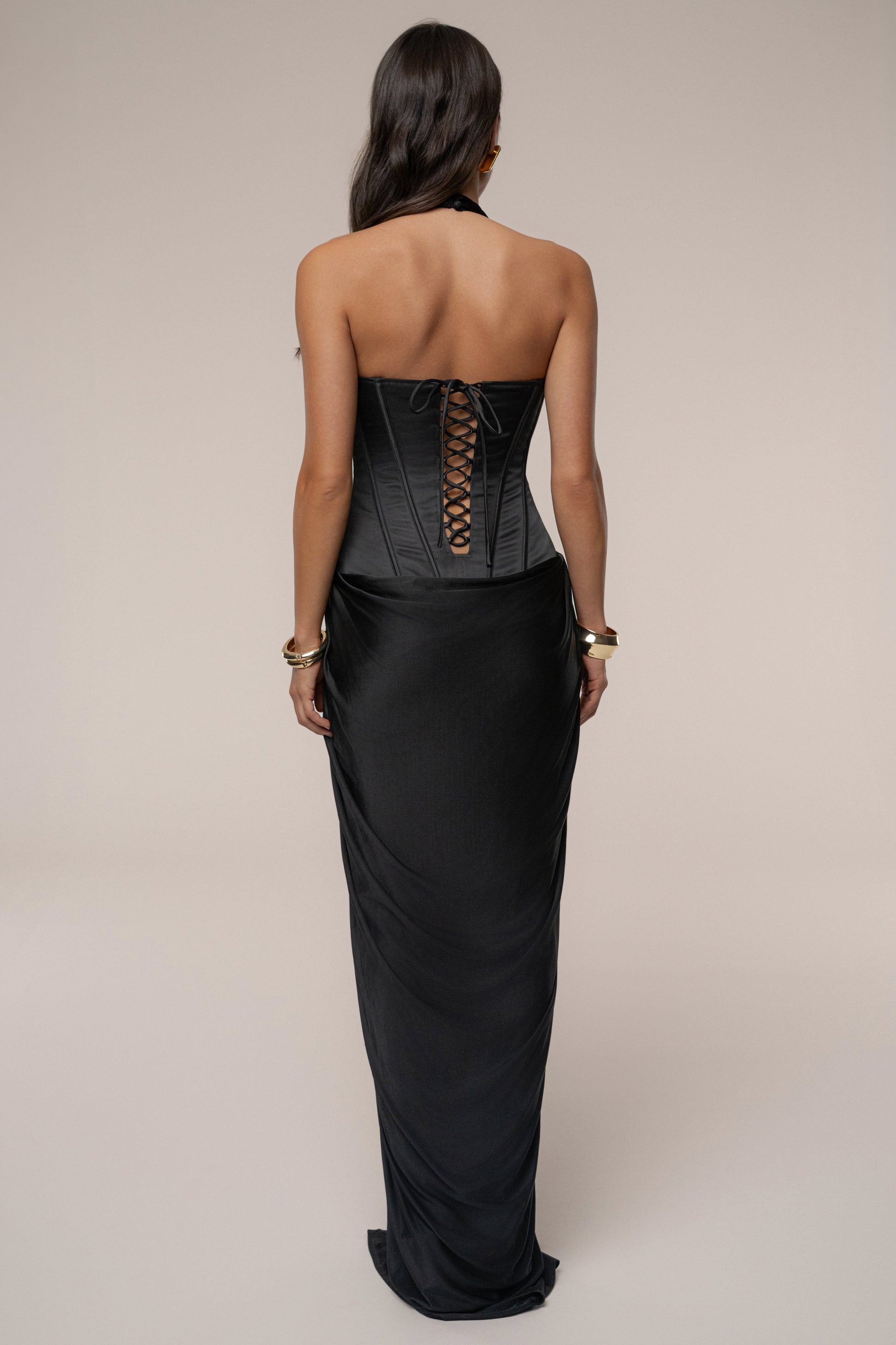 Black Drape And Destiny Maxi Dress JLUXLABEL