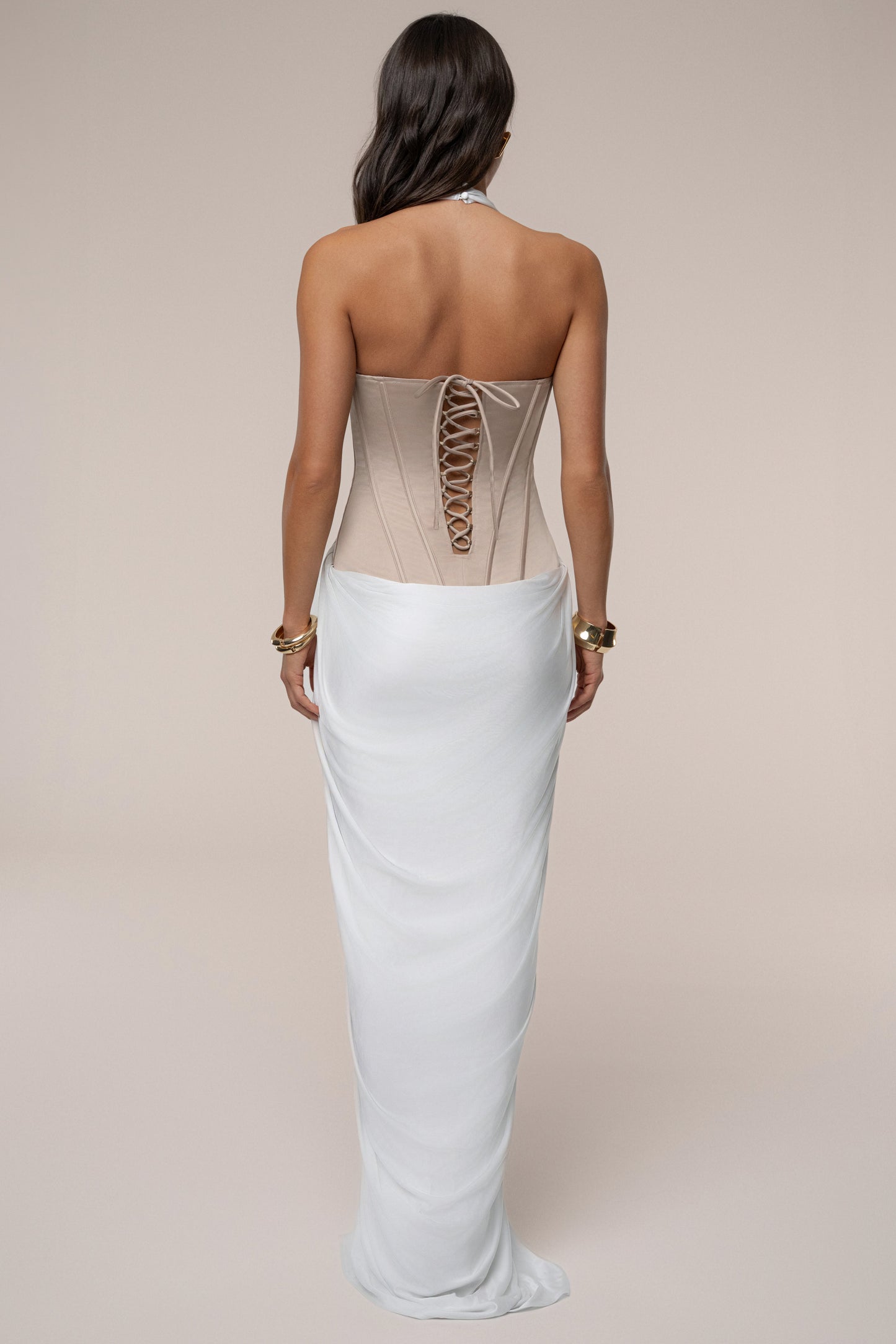 Ivory Drape And Destiny Maxi Dress JLUXLABEL