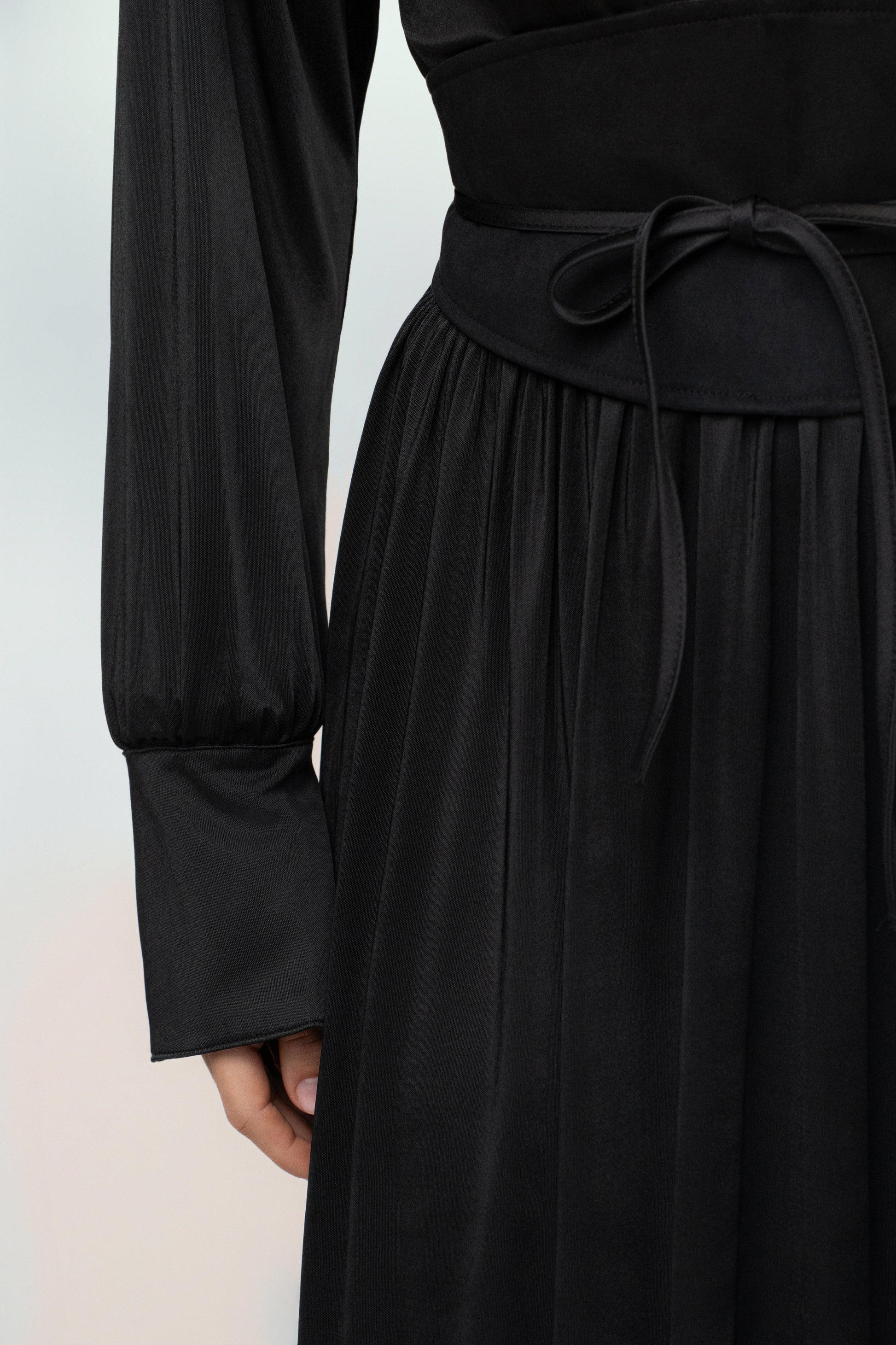 Black High Line Collar Maxi Dress JLUXLABEL
