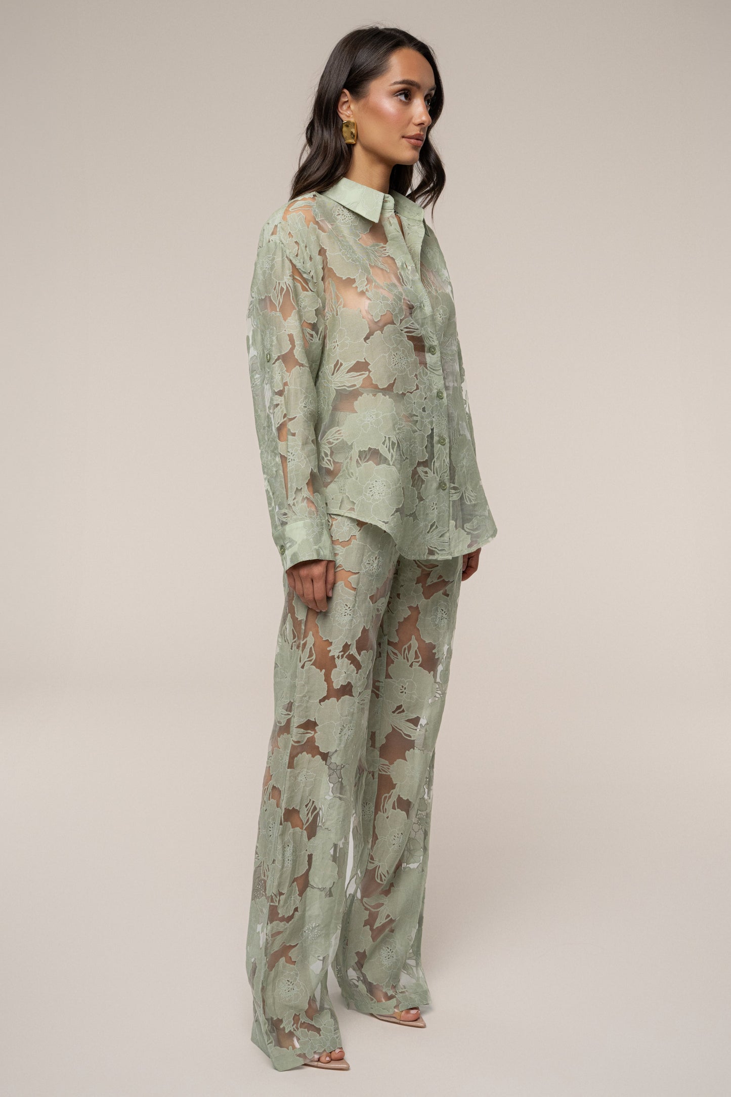 PRE-ORDER Sage Organza Floral Blouse