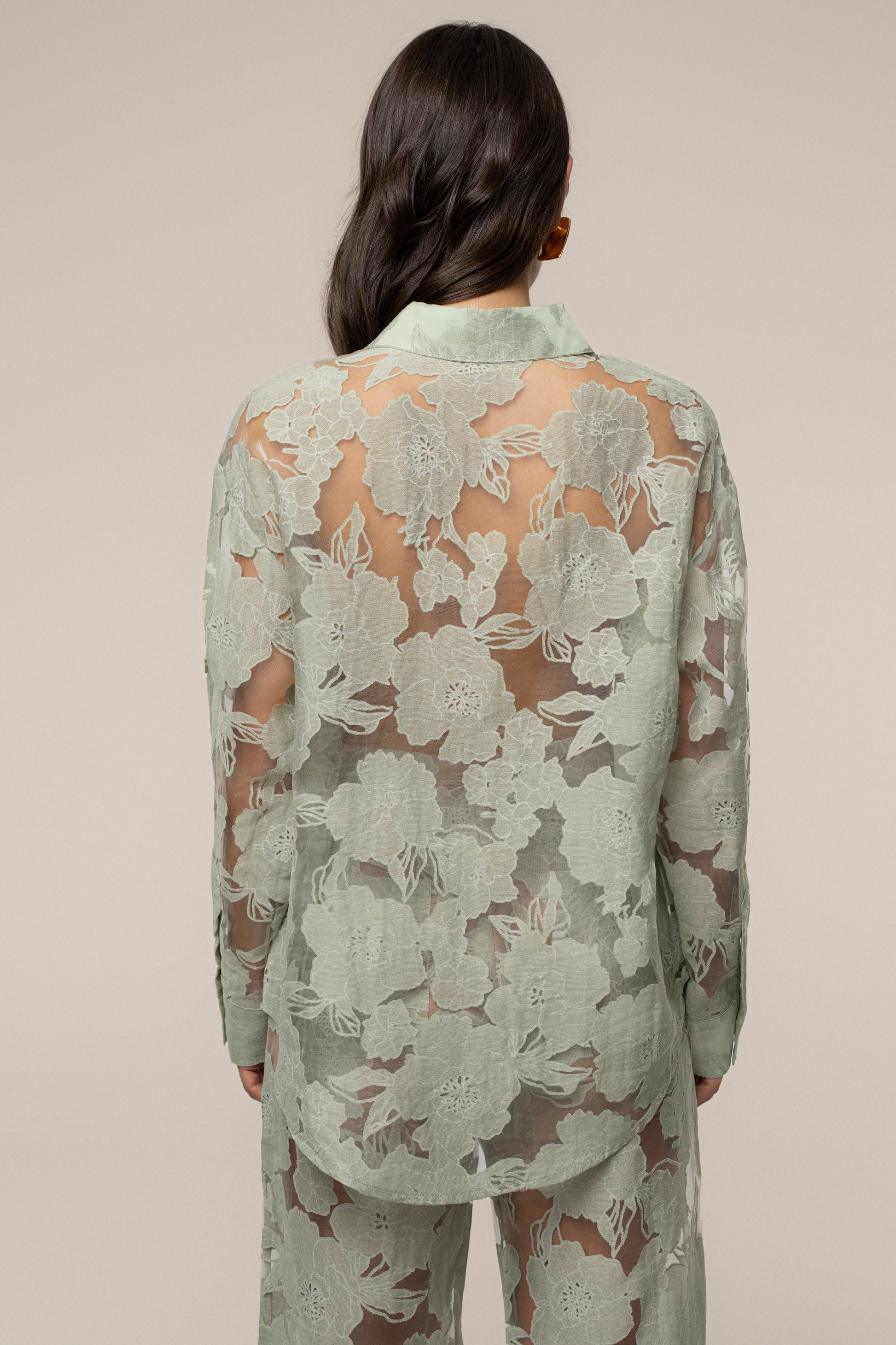 PRE-ORDER Sage Organza Floral Blouse NEWFASHIONEDGE
