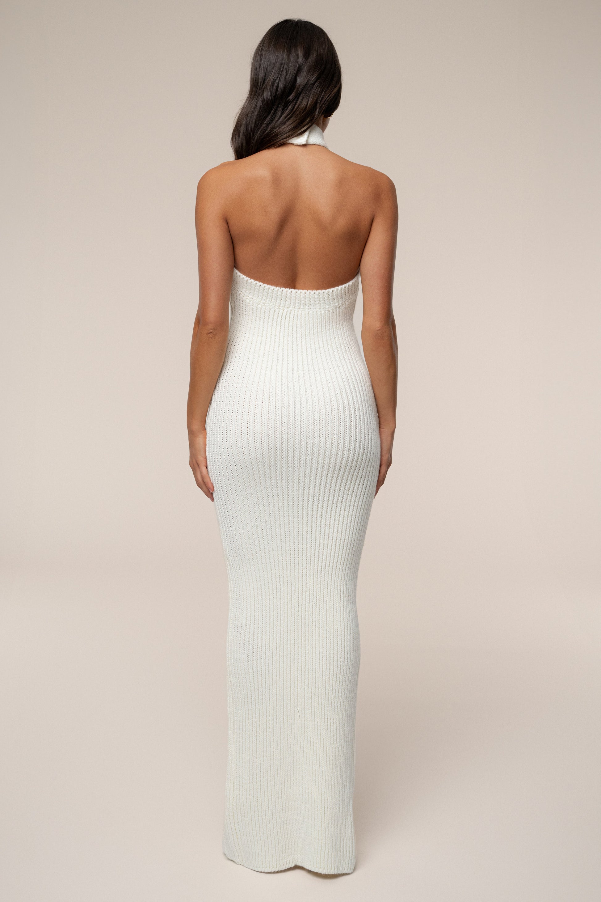 Ivory Cortado Ribbed Maxi Dress JLUXLABEL